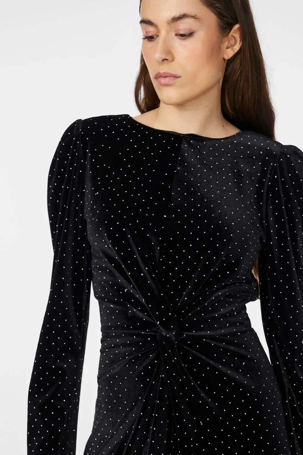 Yashella Ls Velour Midi Dress Black Rhinestones - Image 11