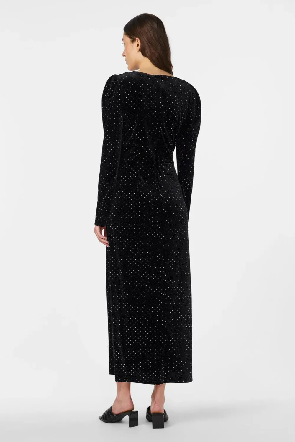 Yashella Ls Velour Midi Dress Black Rhinestones - Image 12