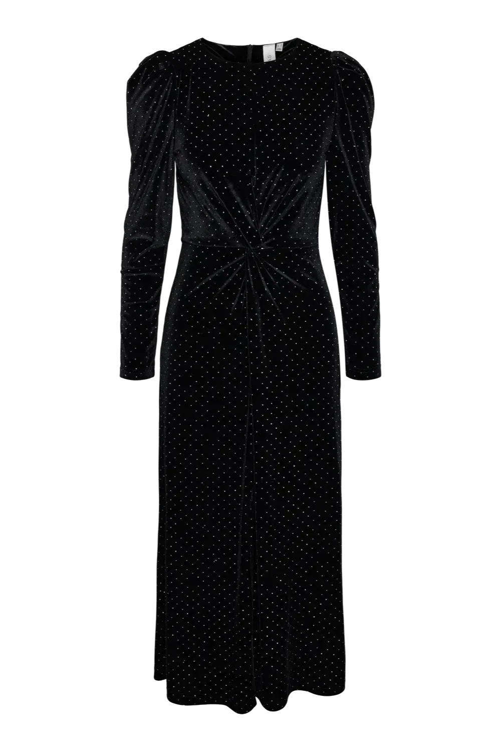 Yashella Ls Velour Midi Dress Black Rhinestones - Image 2