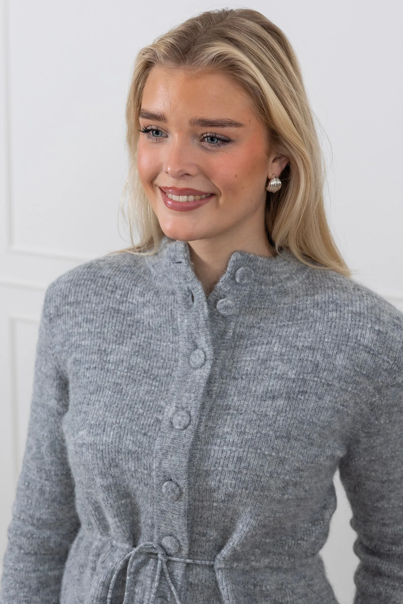 Thellis Ls Knit Cardigan Light Grey Melange - Image 4