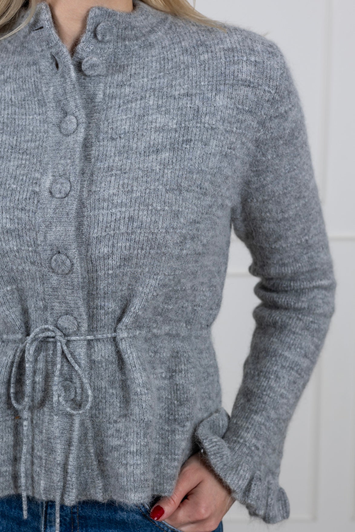 Thellis Ls Knit Cardigan Light Grey Melange - Image 5