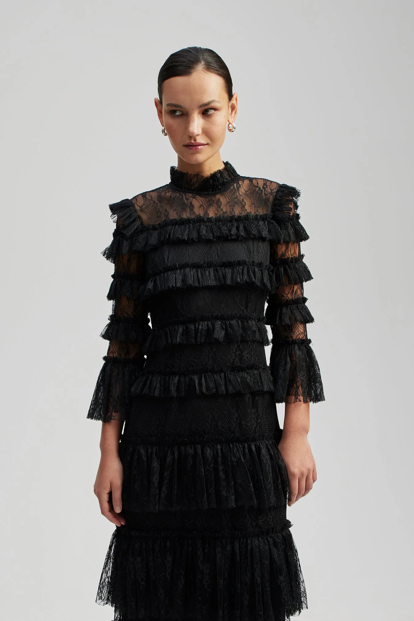 Carmine Long Sleeve Lace Maxi Dress Black - Image 10