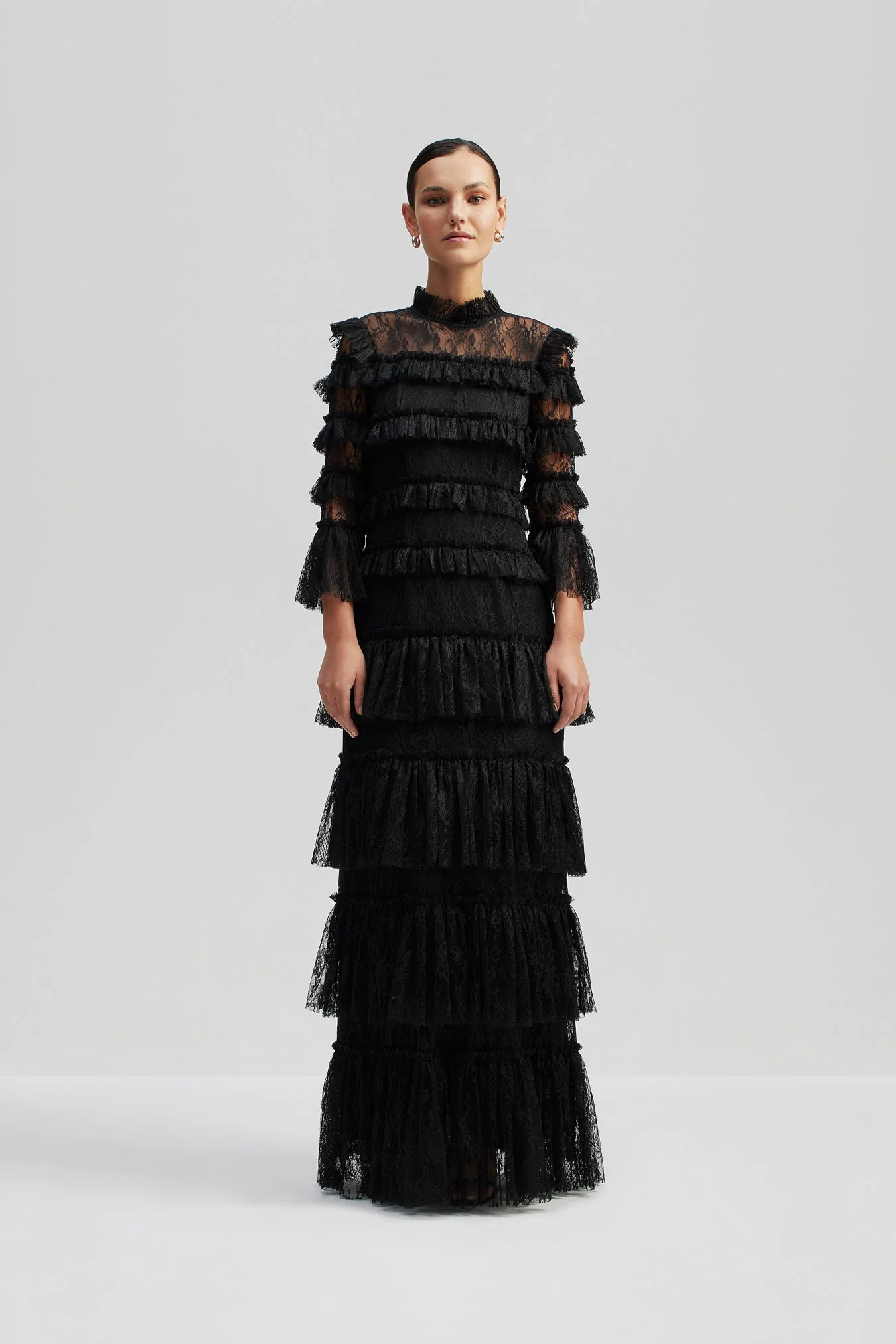 Carmine Long Sleeve Lace Maxi Dress Black - Image 8