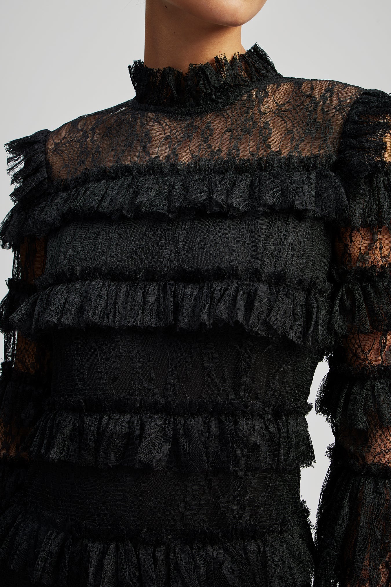 Carmine Long Sleeve Lace Maxi Dress Black - Image 9