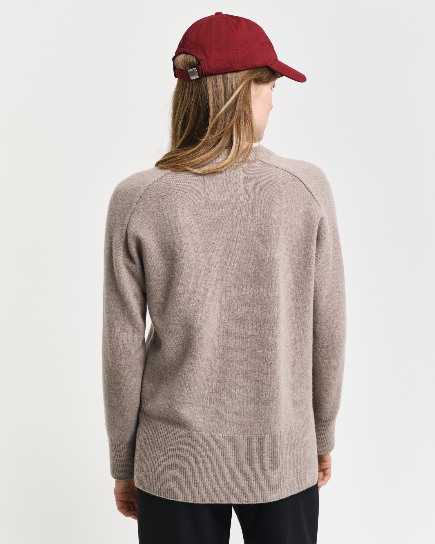Herringbone Detail Crew Neck Sweater Warm Grey - Image 4