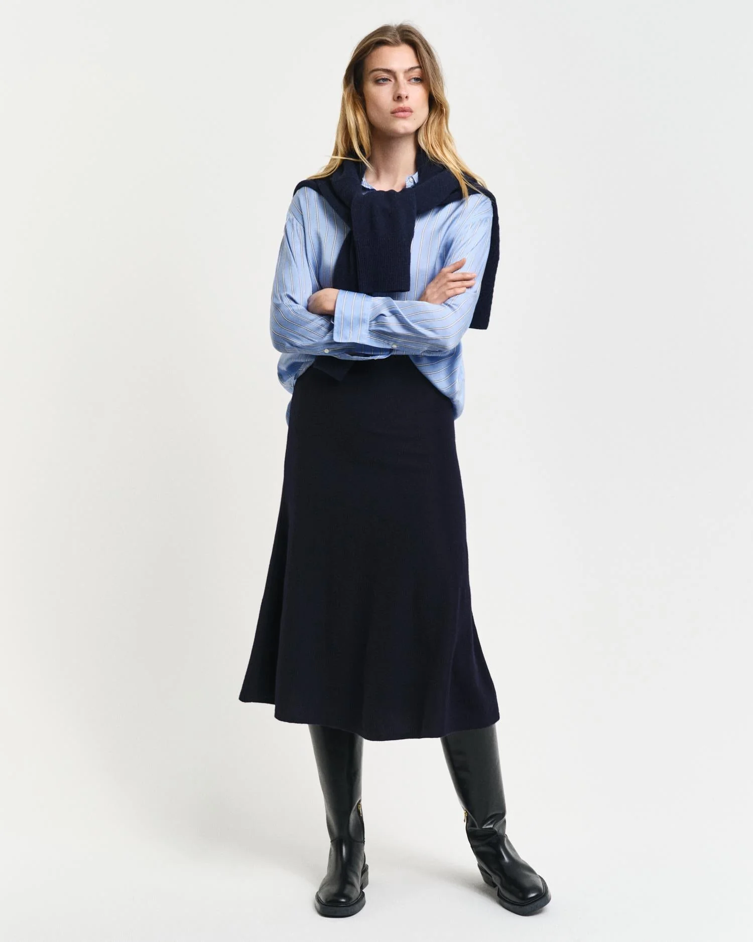 Superfine Lambswool Skirt Evening Blue - Image 2