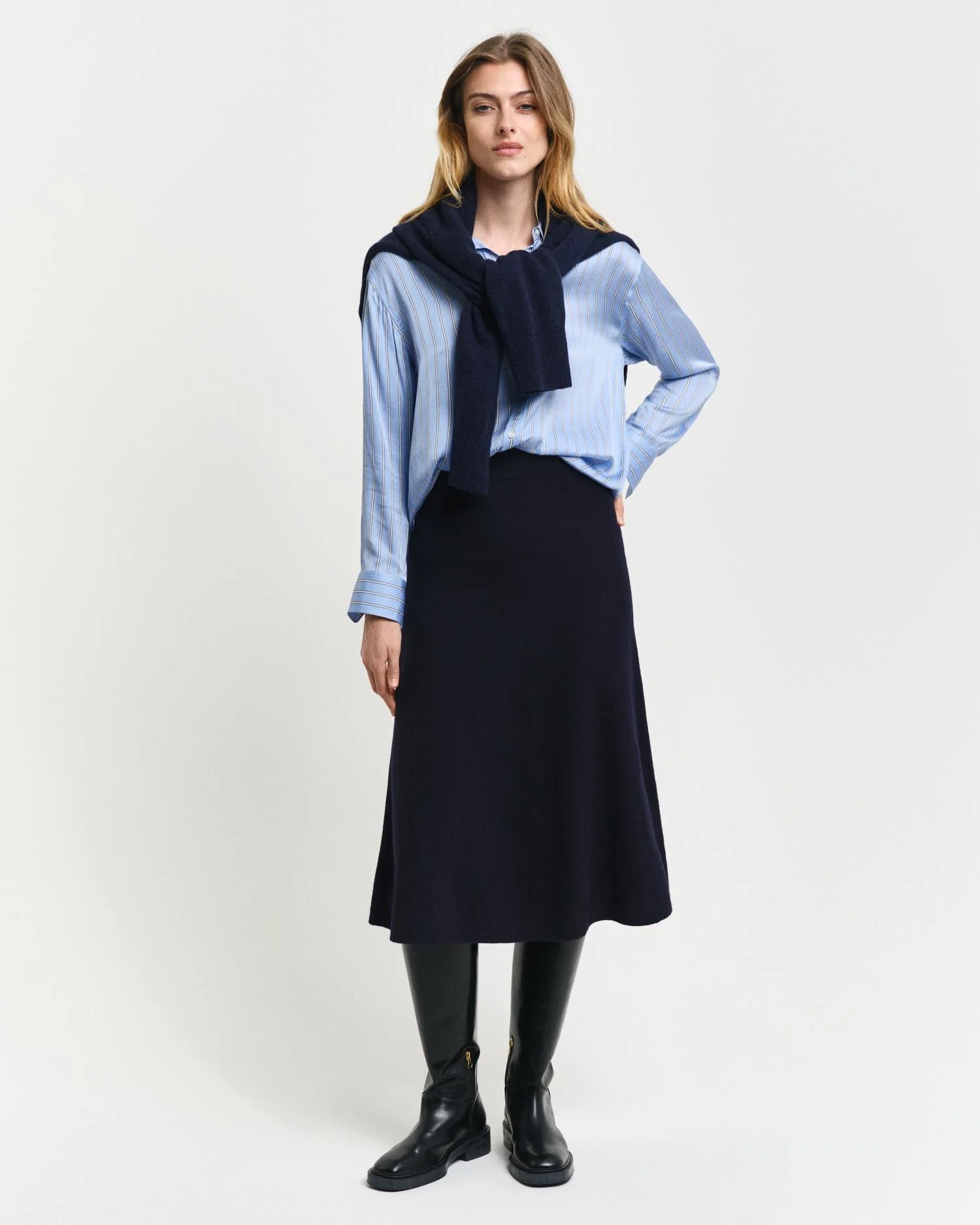 Superfine Lambswool Skirt Evening Blue - Image 5