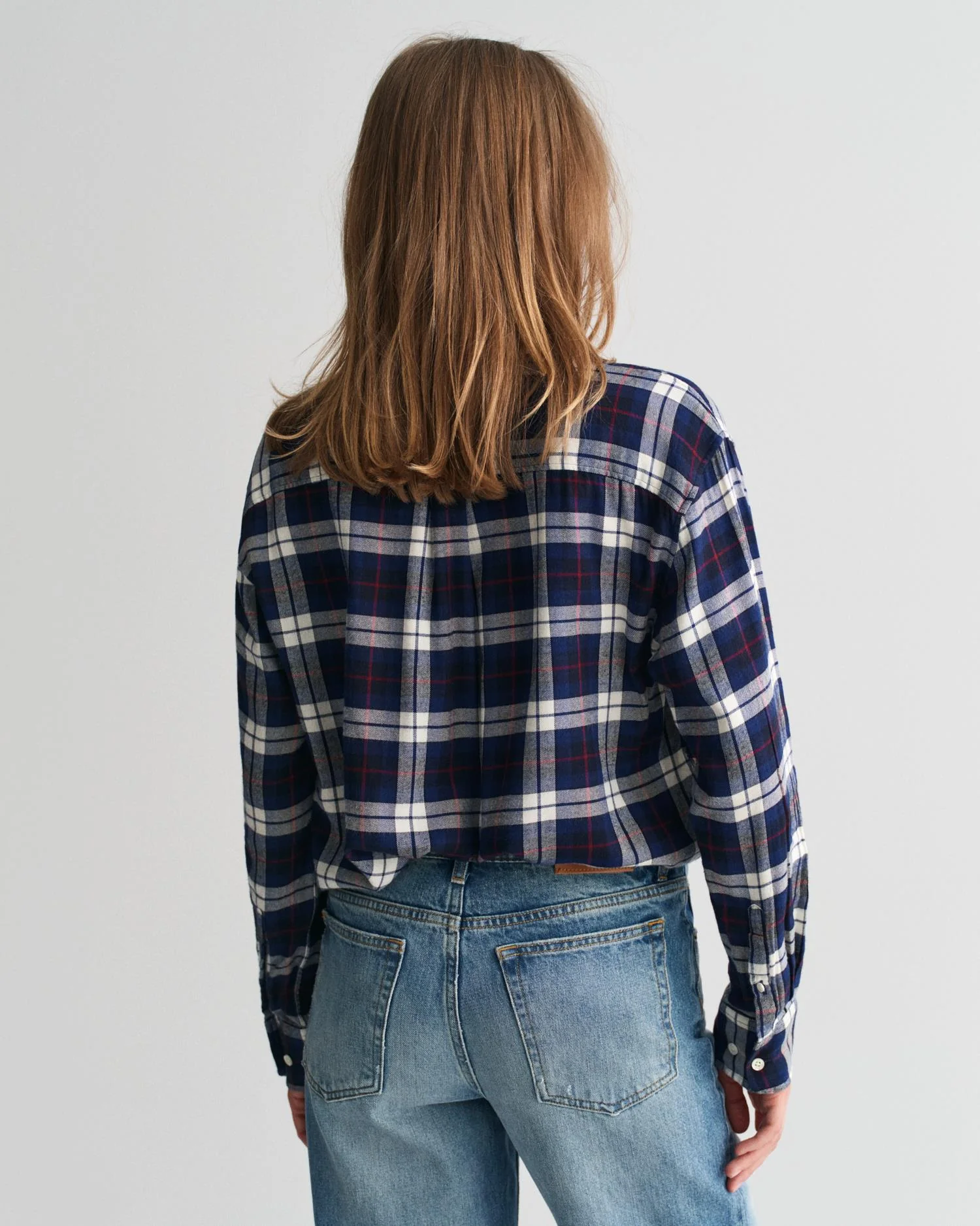 Relaxed Fit Checked Flannel Shirt Classic Blue - Image 3