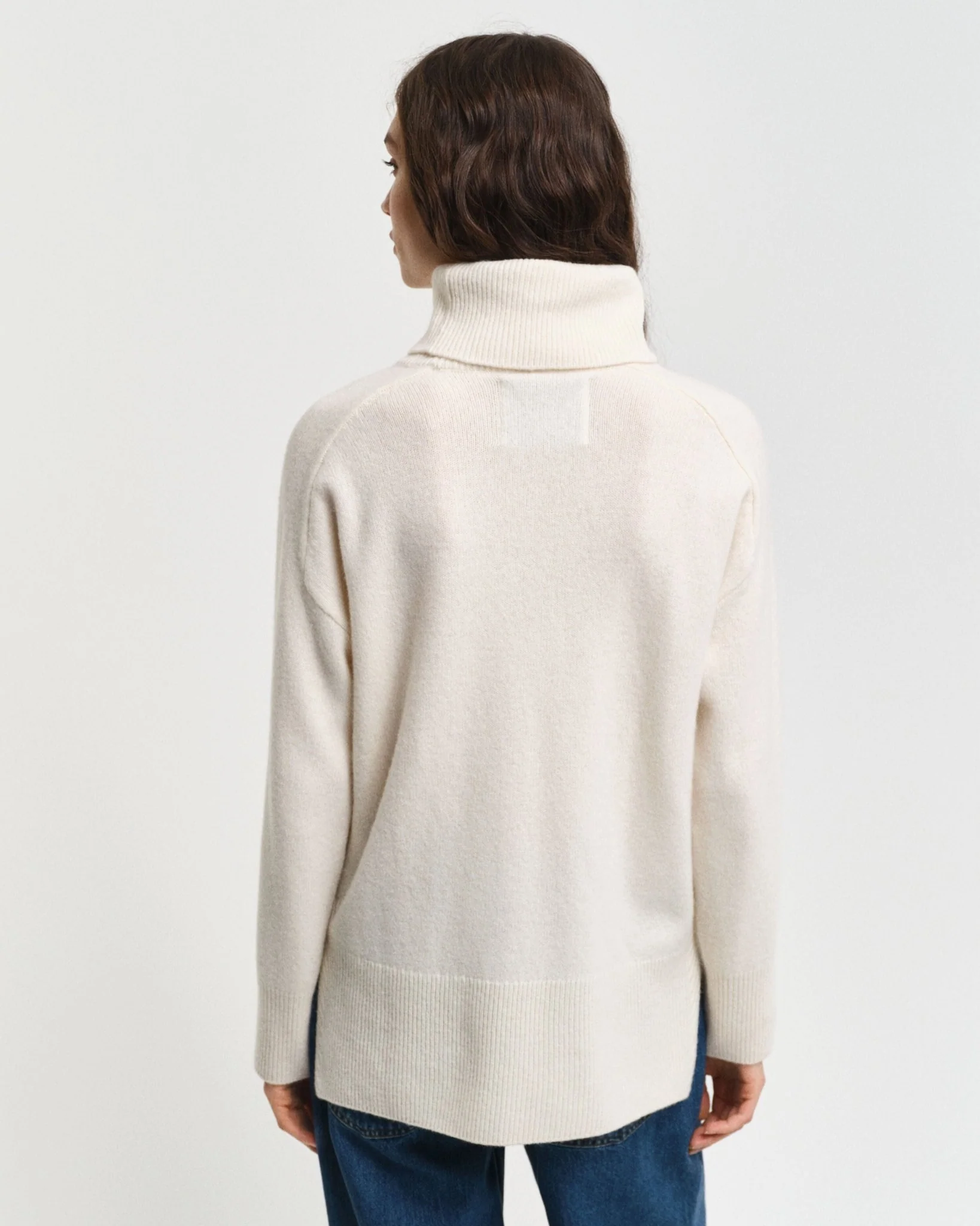 Herringbone Detail Turtleneck Cream - Image 5