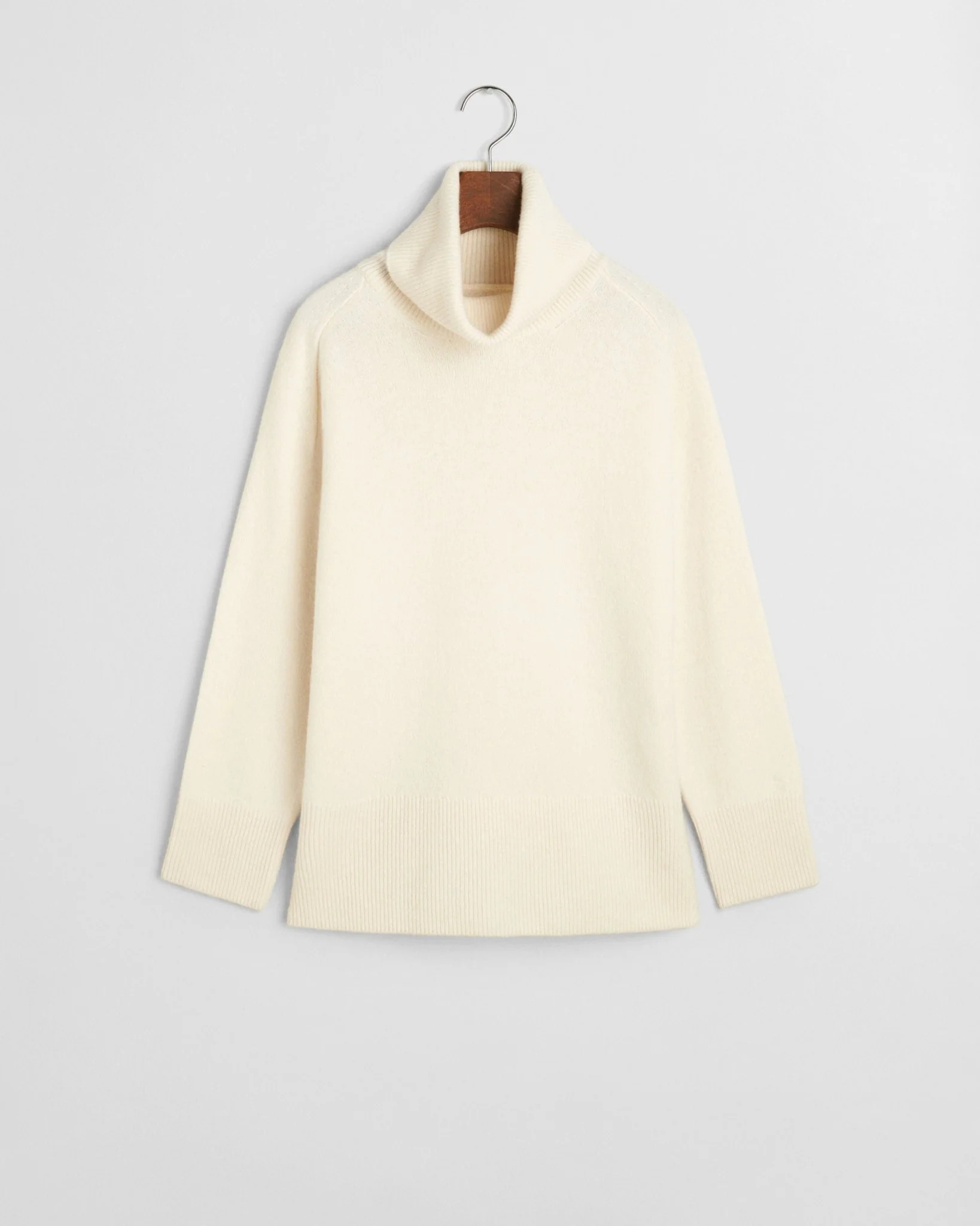 Herringbone Detail Turtleneck Cream - Image 6