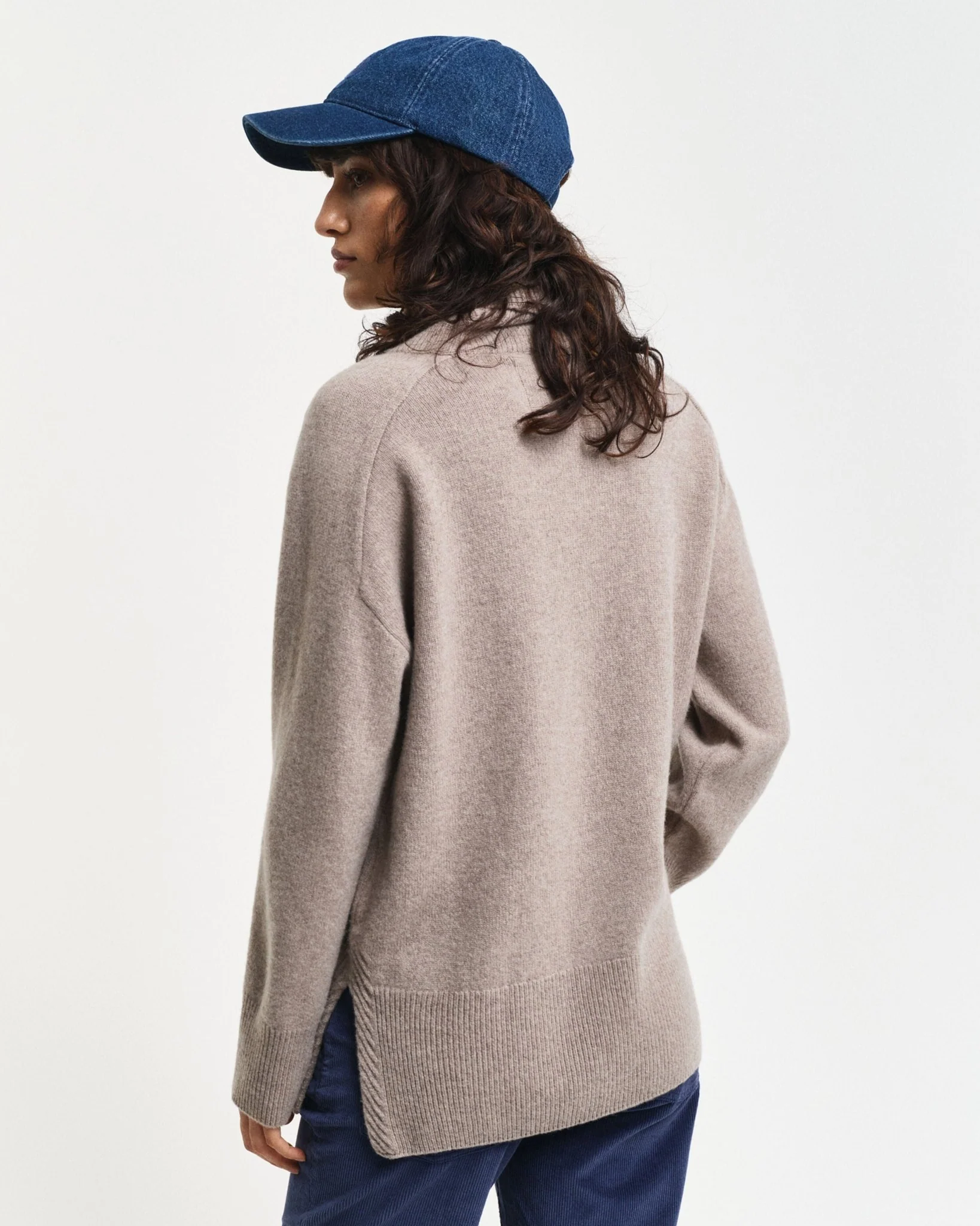 Herringbone Detail Turtleneck warm grey - Image 3