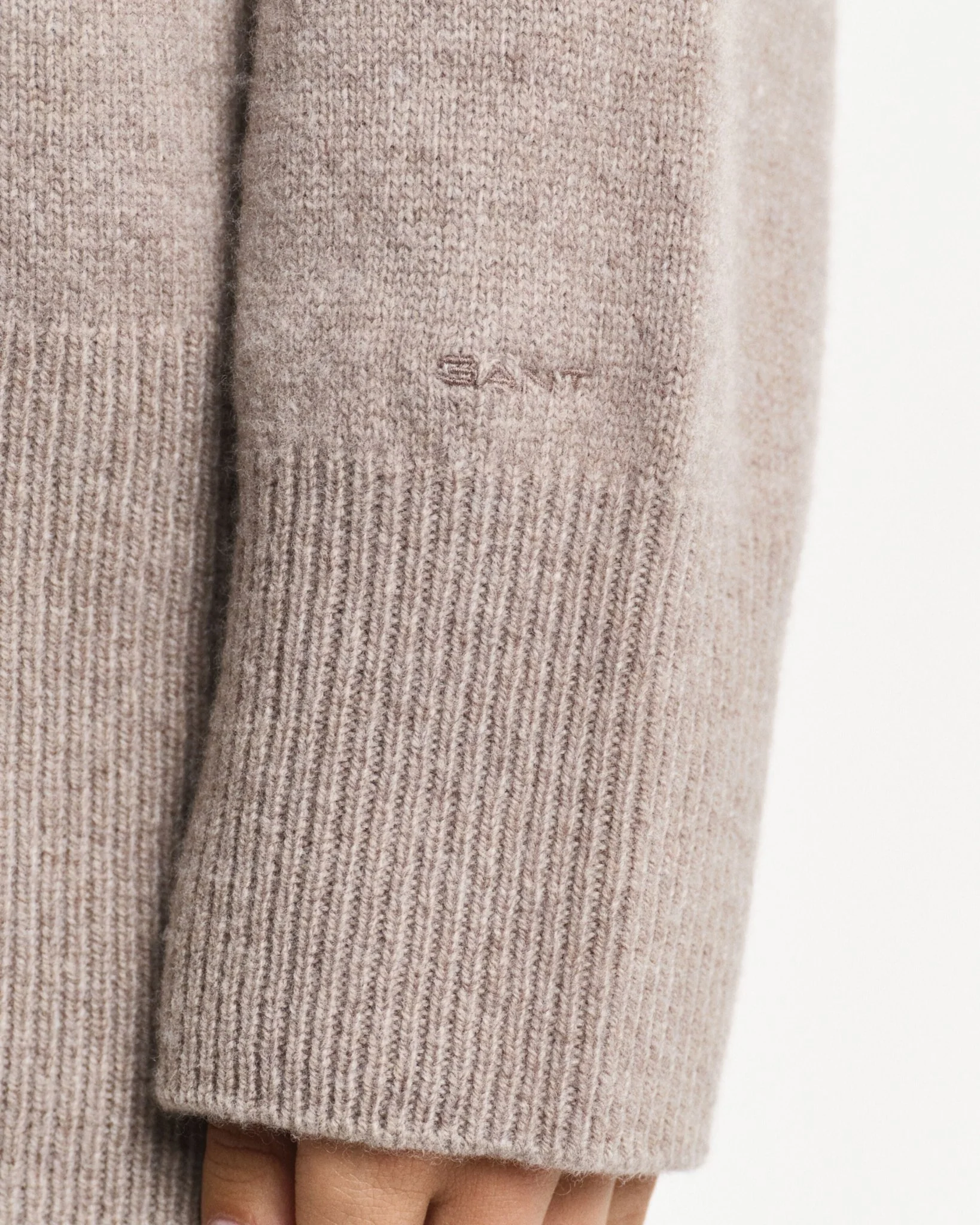 Herringbone Detail Turtleneck warm grey - Image 4