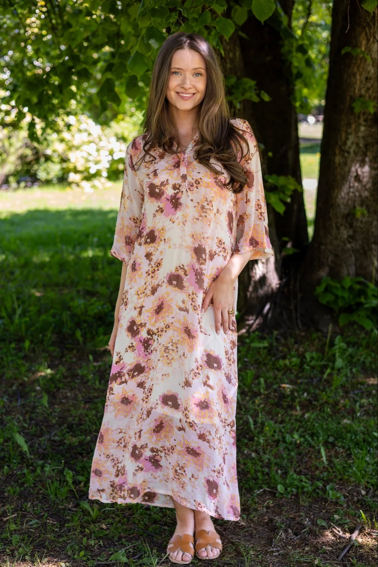 Beritpw Dress Pink Nectar Scattered Flower - Image 4