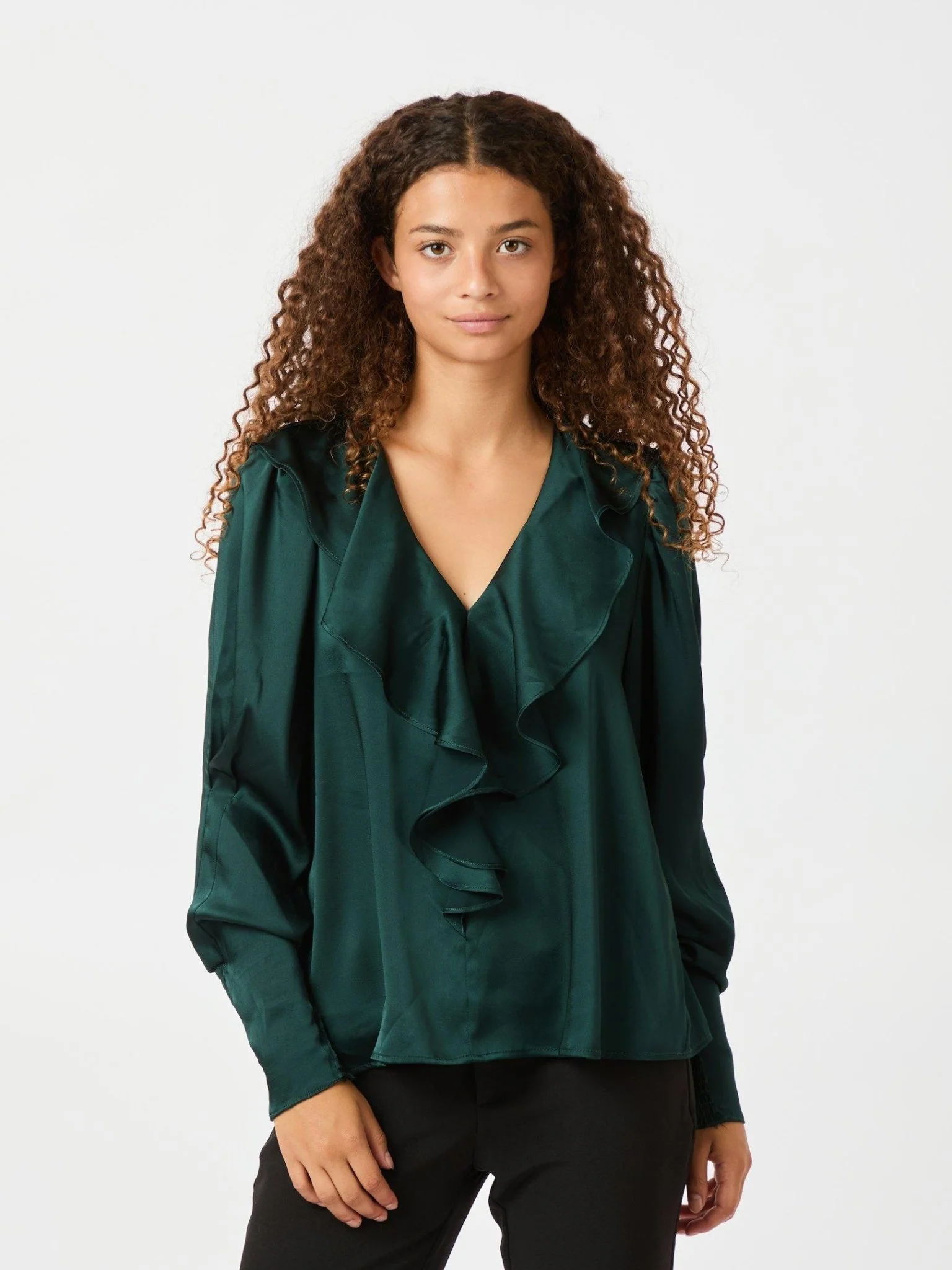 Sandie Sateen Blouse Dark Green - Image 4