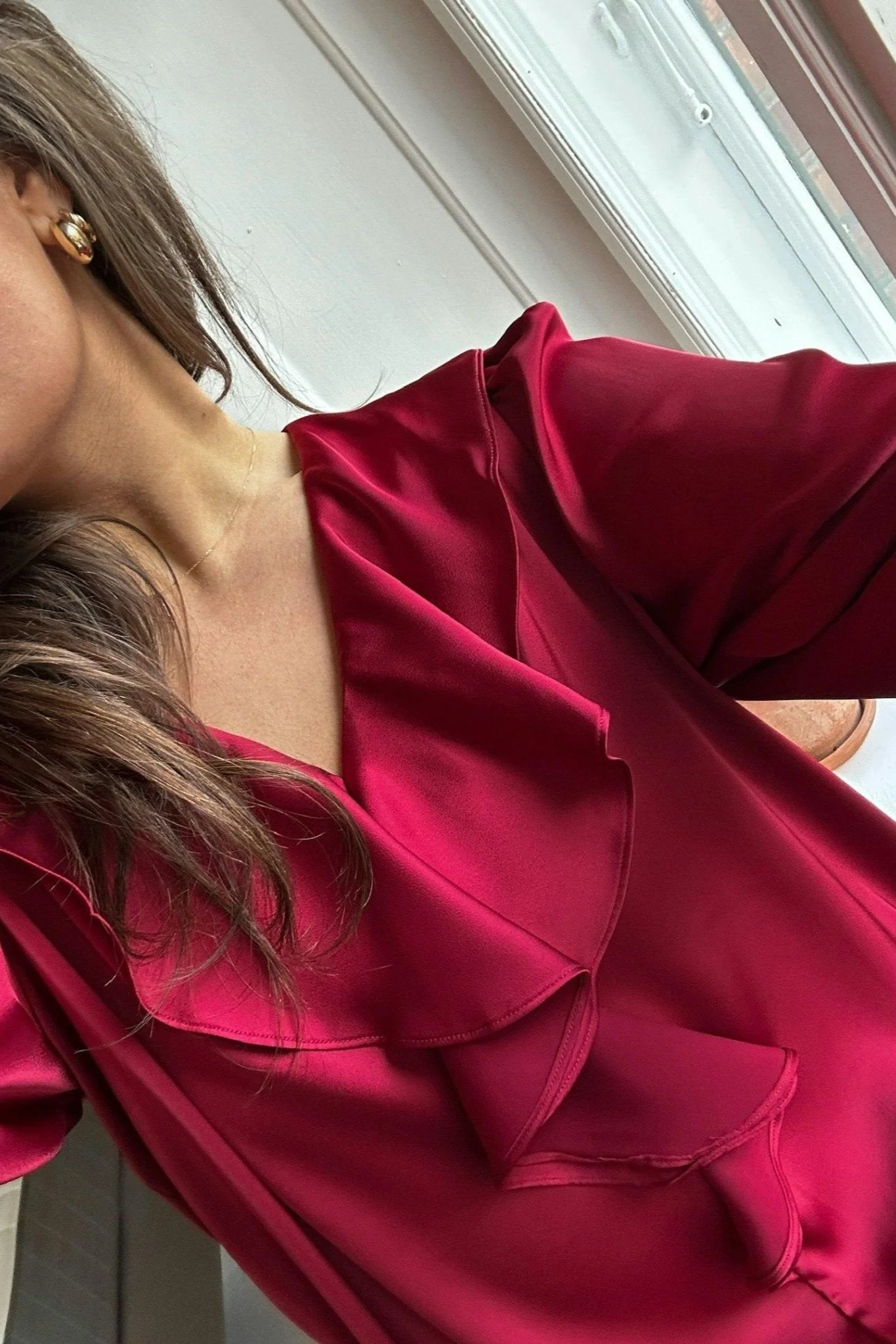 Sandie Sateen Blouse Wine - Image 6