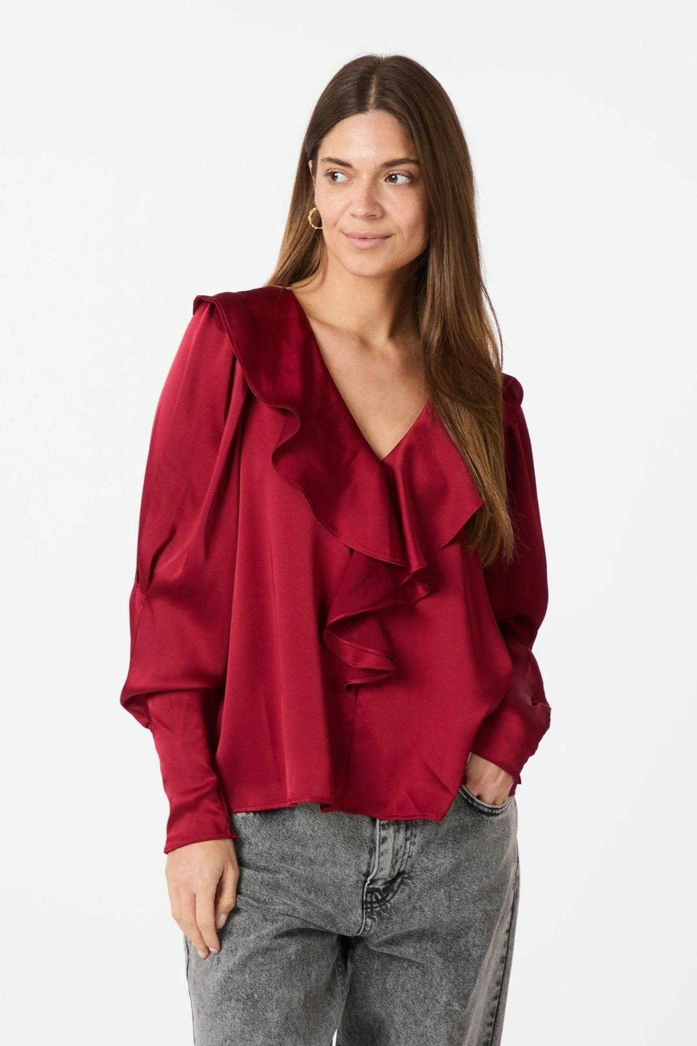 Sandie Sateen Blouse Wine - Image 7