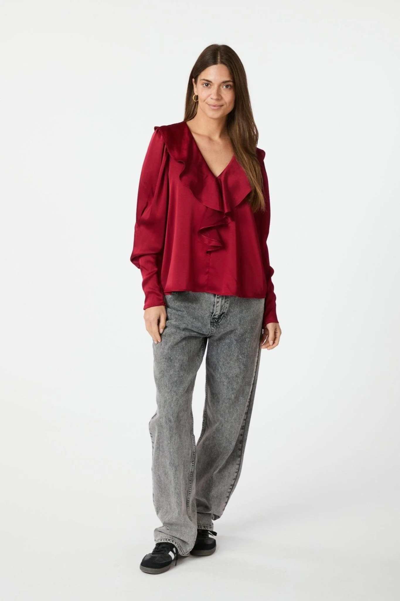Sandie Sateen Blouse Wine - Image 8