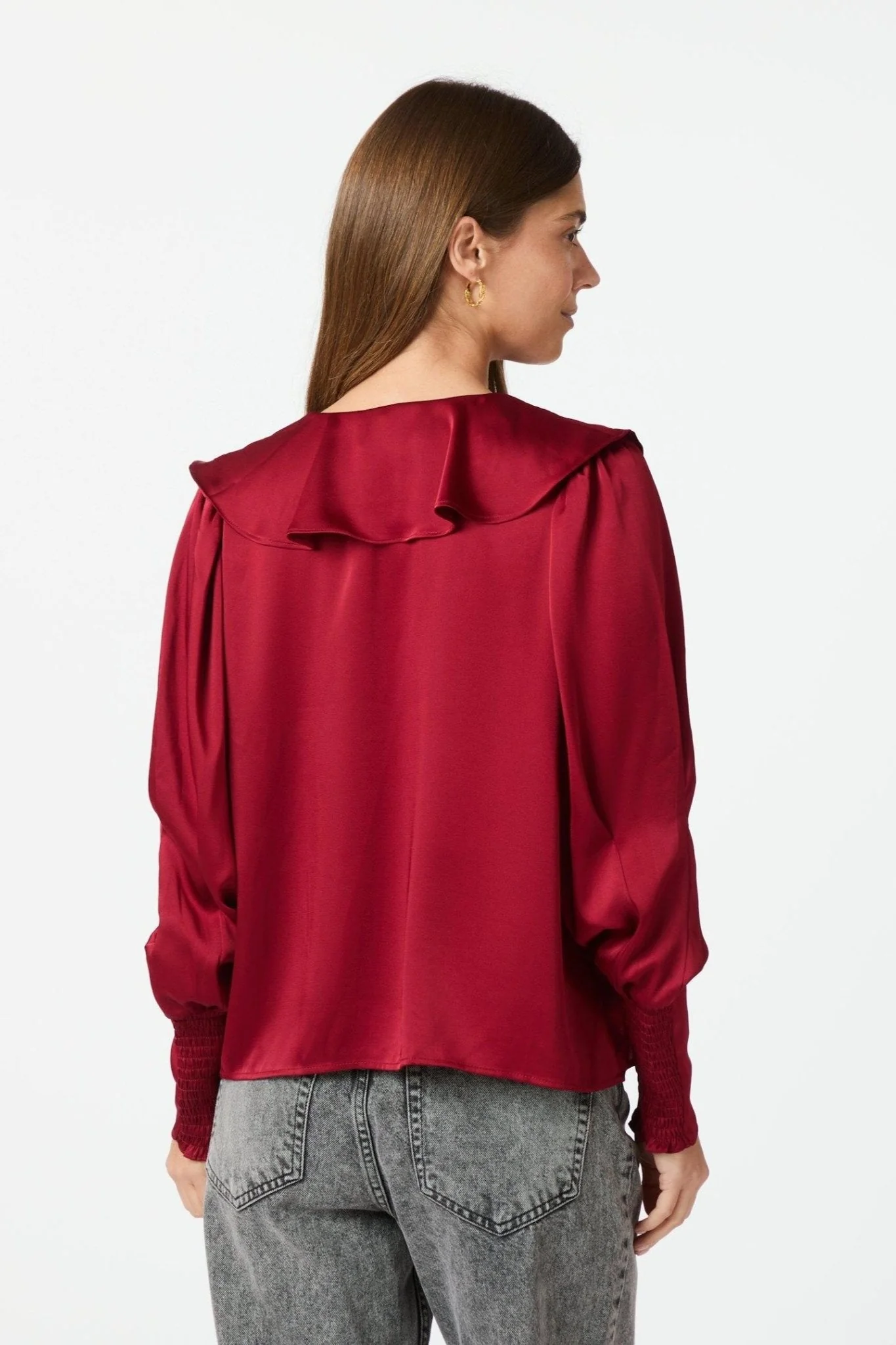 Sandie Sateen Blouse Wine - Image 9