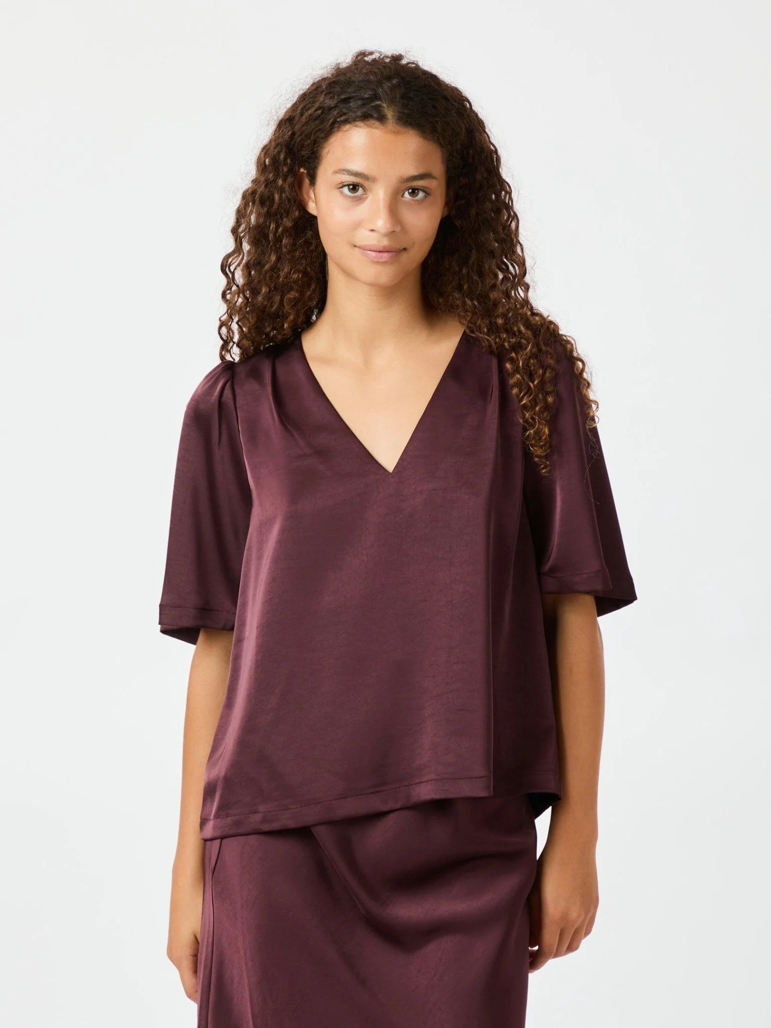 Largo Heavy Sateen Blouse Burgundy - Image 4