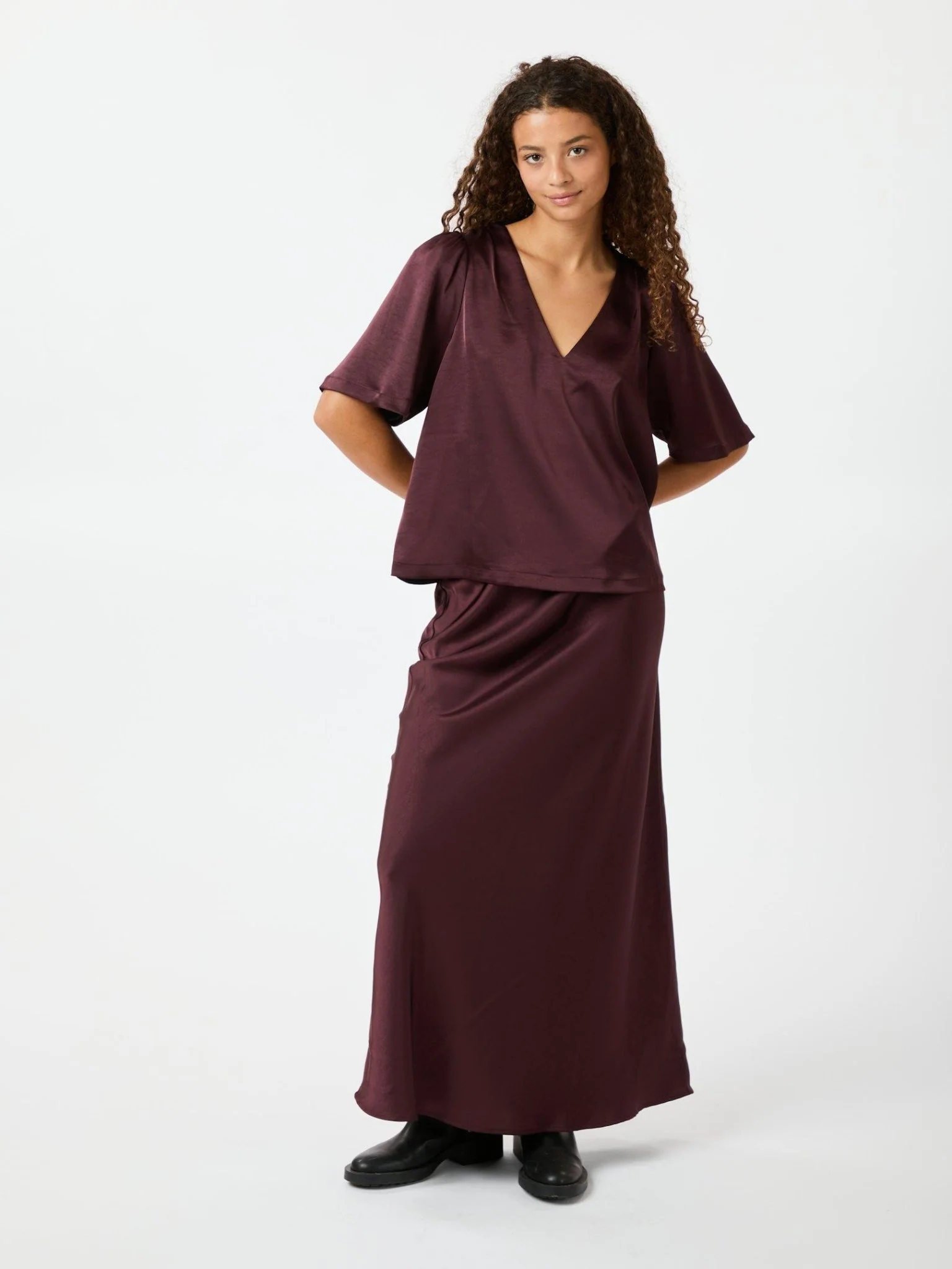 Largo Heavy Sateen Blouse Burgundy - Image 5