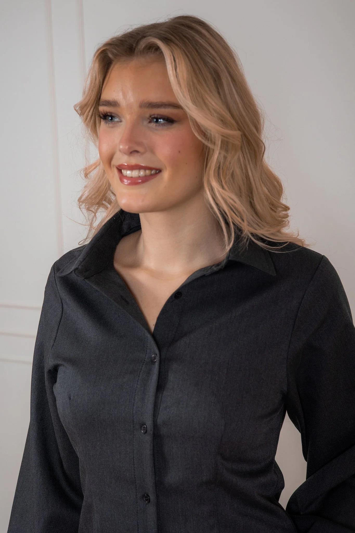 Cajsa Solid Shirt Dress Dark Grey - Image 5