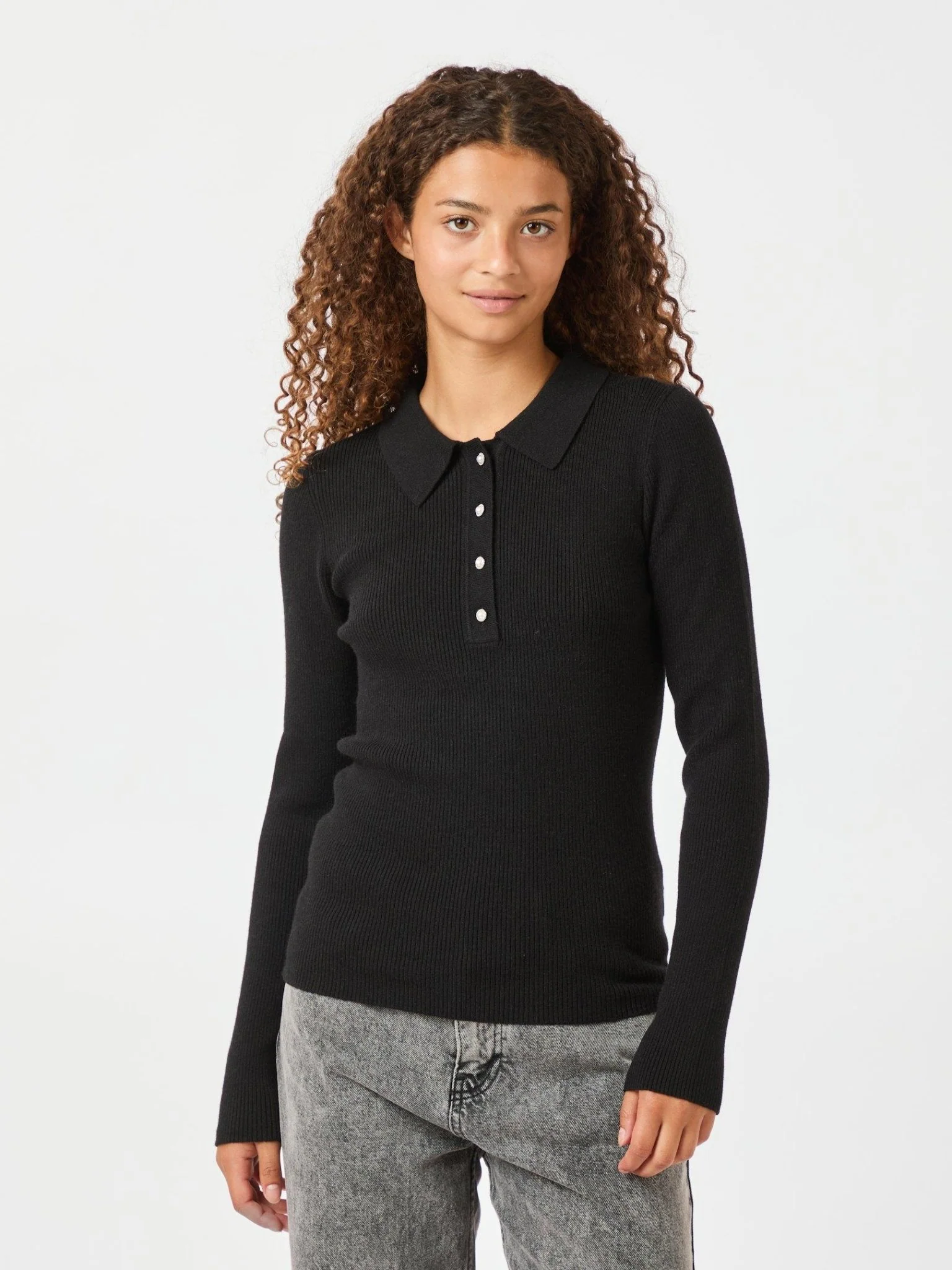 Panama Knit Blouse Black - Image 5