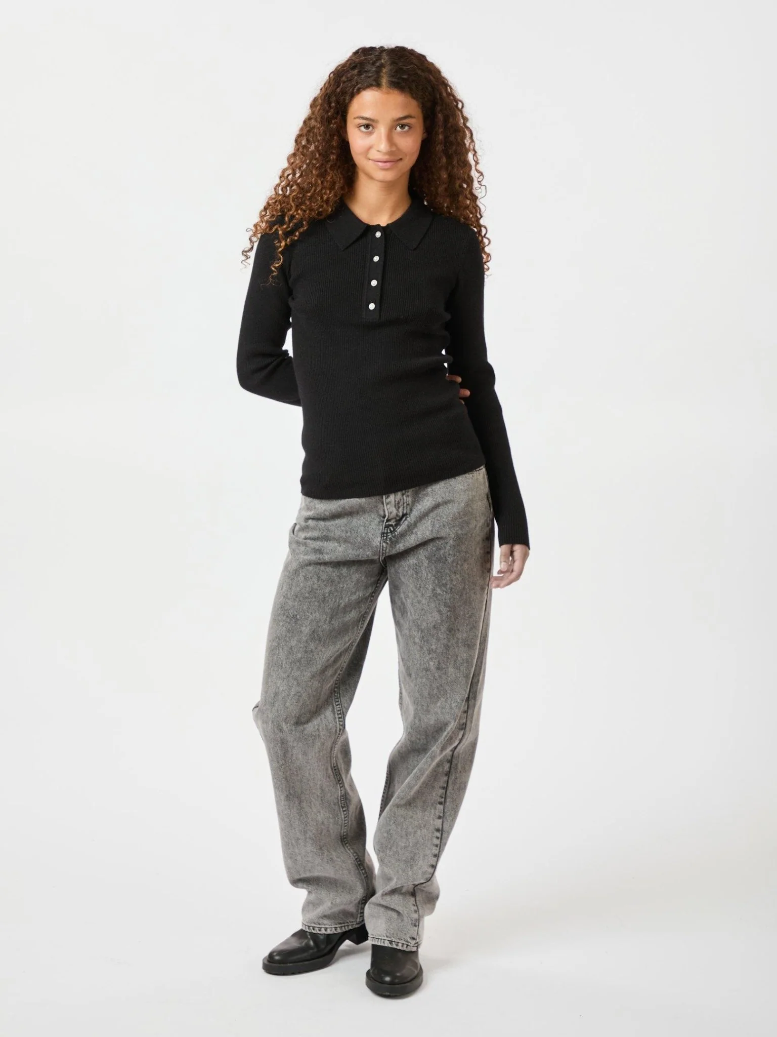 Panama Knit Blouse Black - Image 6