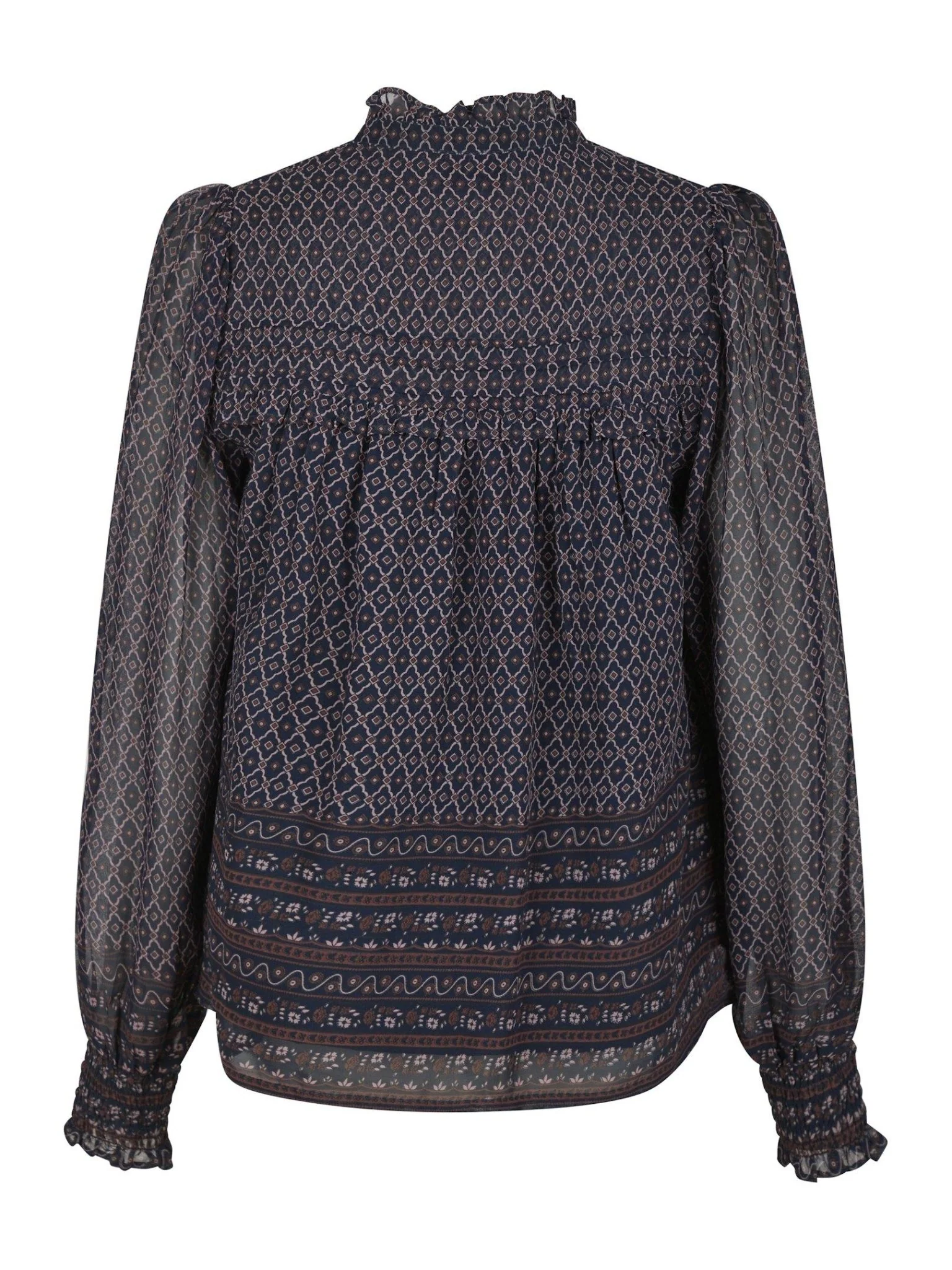 Rhia Border Pattern Blouse Navy - Image 7