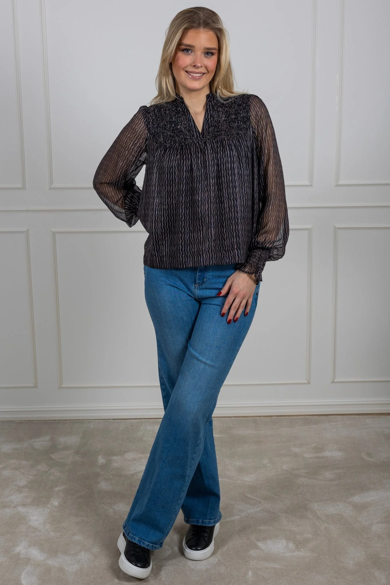 Jilliana Print Blouse Navy - Image 3