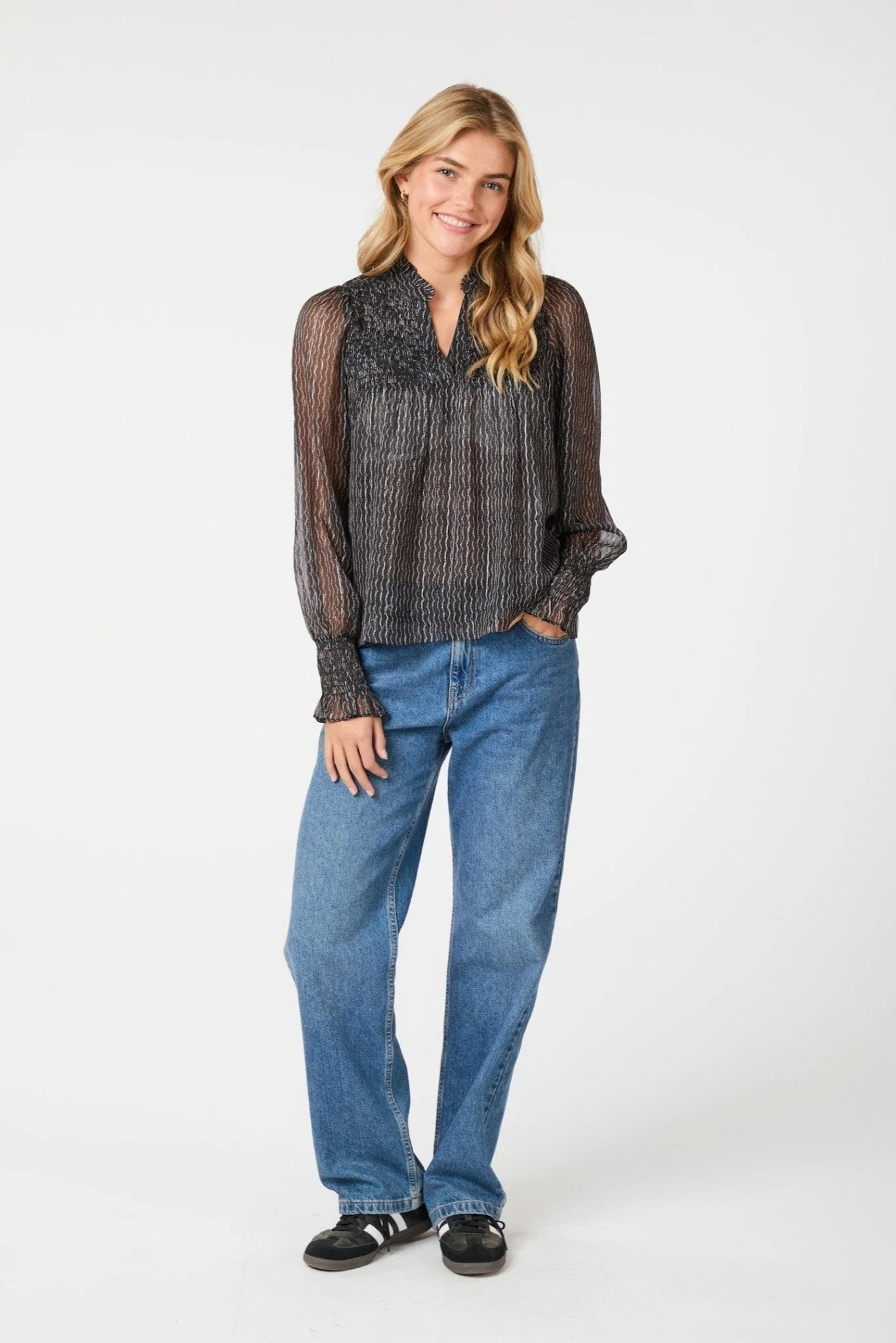Jilliana Print Blouse Navy - Image 8
