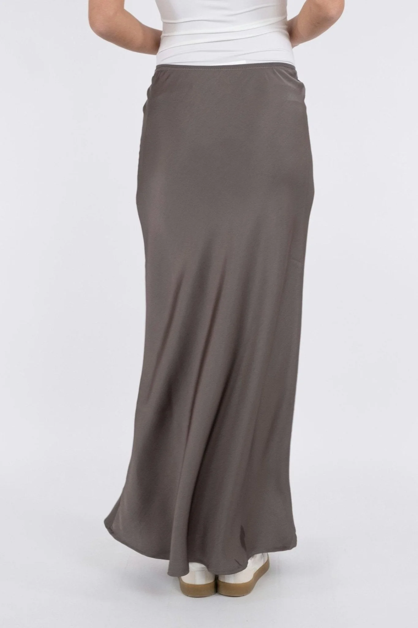Vicky Heavy Sateen Skirt Warm Grey - Image 8
