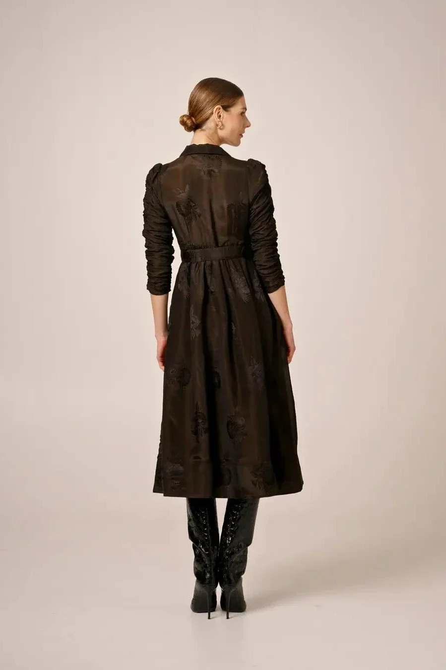 Jacquard Midi Dress Black - Image 6