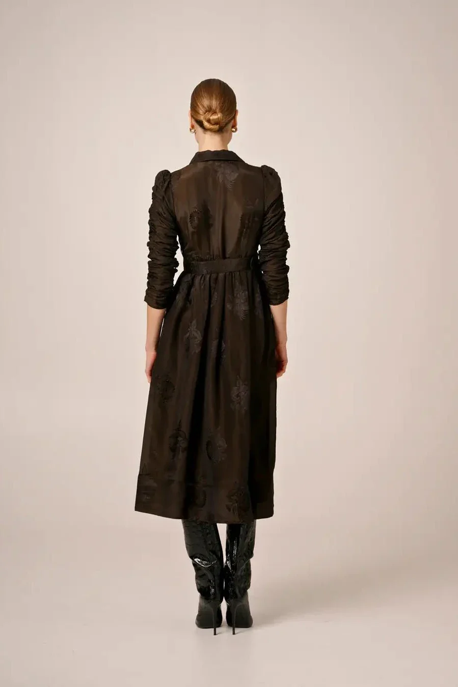 Jacquard Midi Dress Black - Image 8