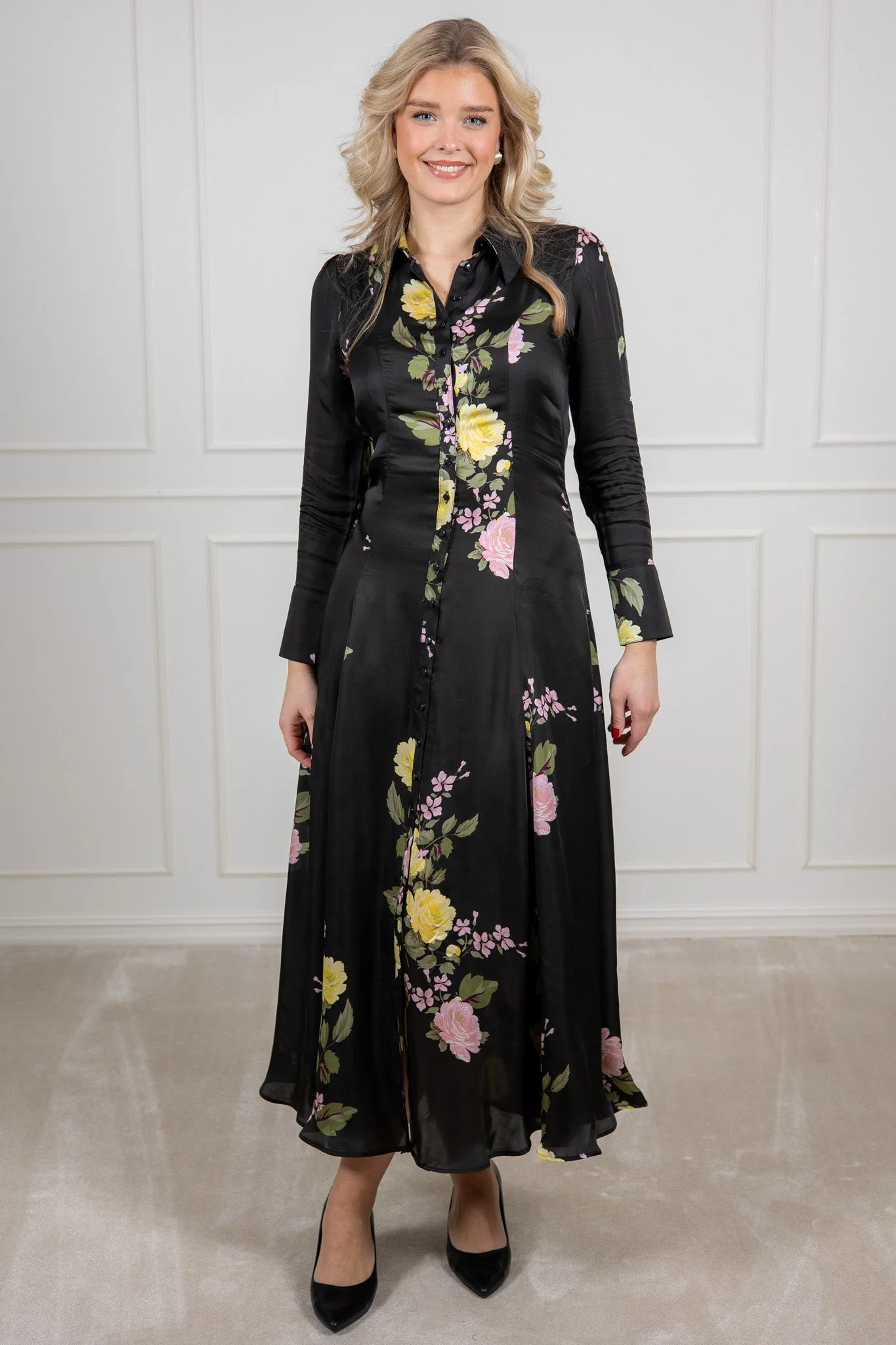 Satin Button-Down Dress Vivid Bouquet - Image 2