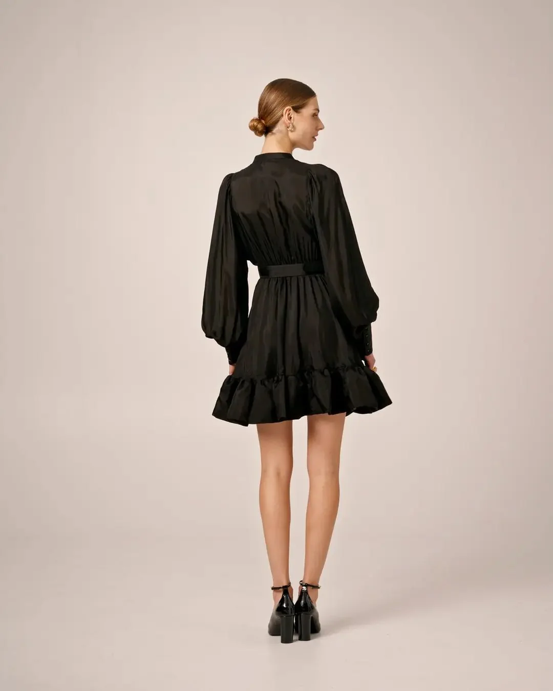 Cupro Mini Dress Black - Image 6