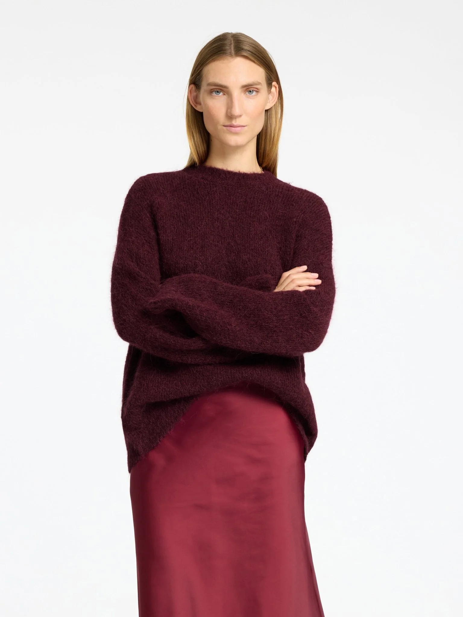 Gabella Ls Knit O-Neck Camp Zinfandel - Image 3