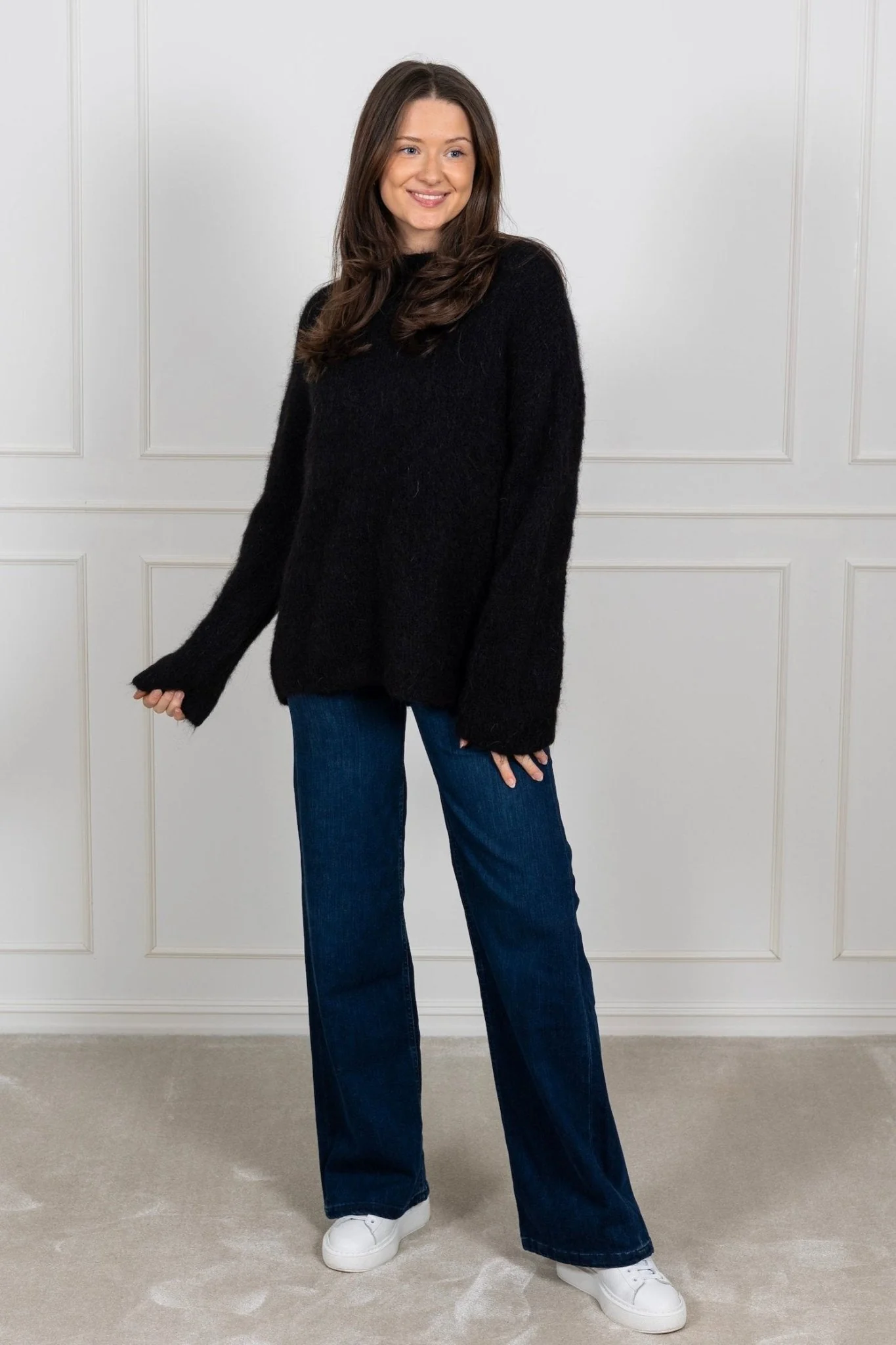 Gabella Ls Knit O-Neck Camp Black - Image 4