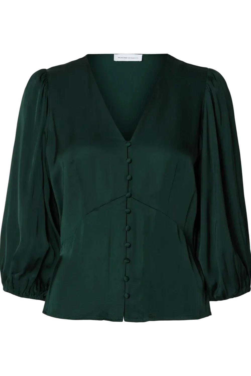 Jyline 3/4 Buttoned Satin Top B Scarab - Image 2