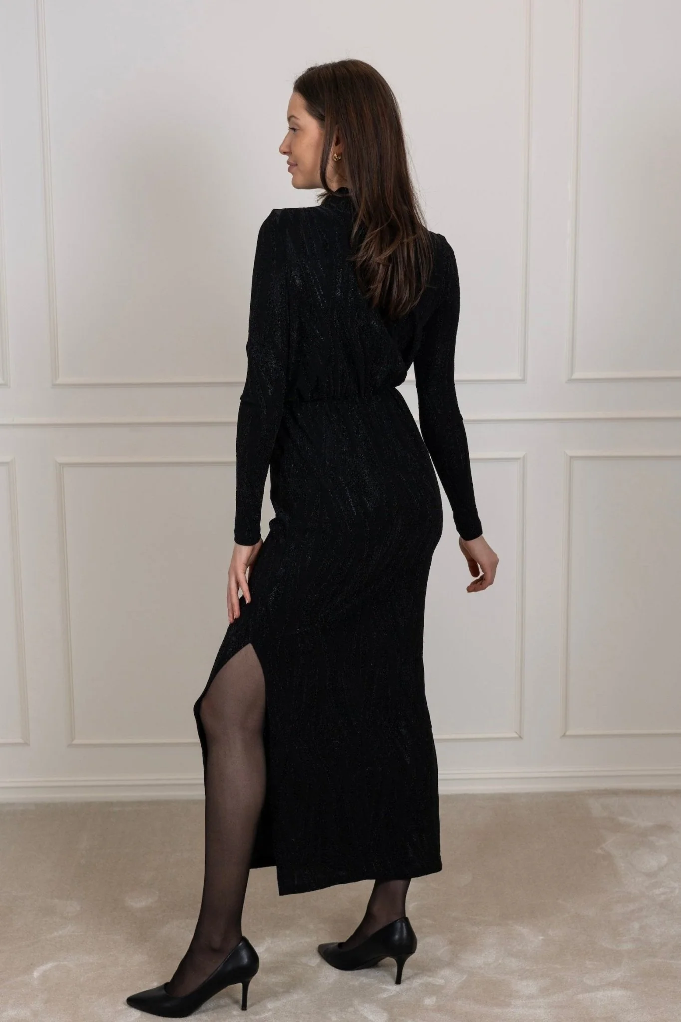 Yasyen Ls Long Dress Black Lurex - Image 6
