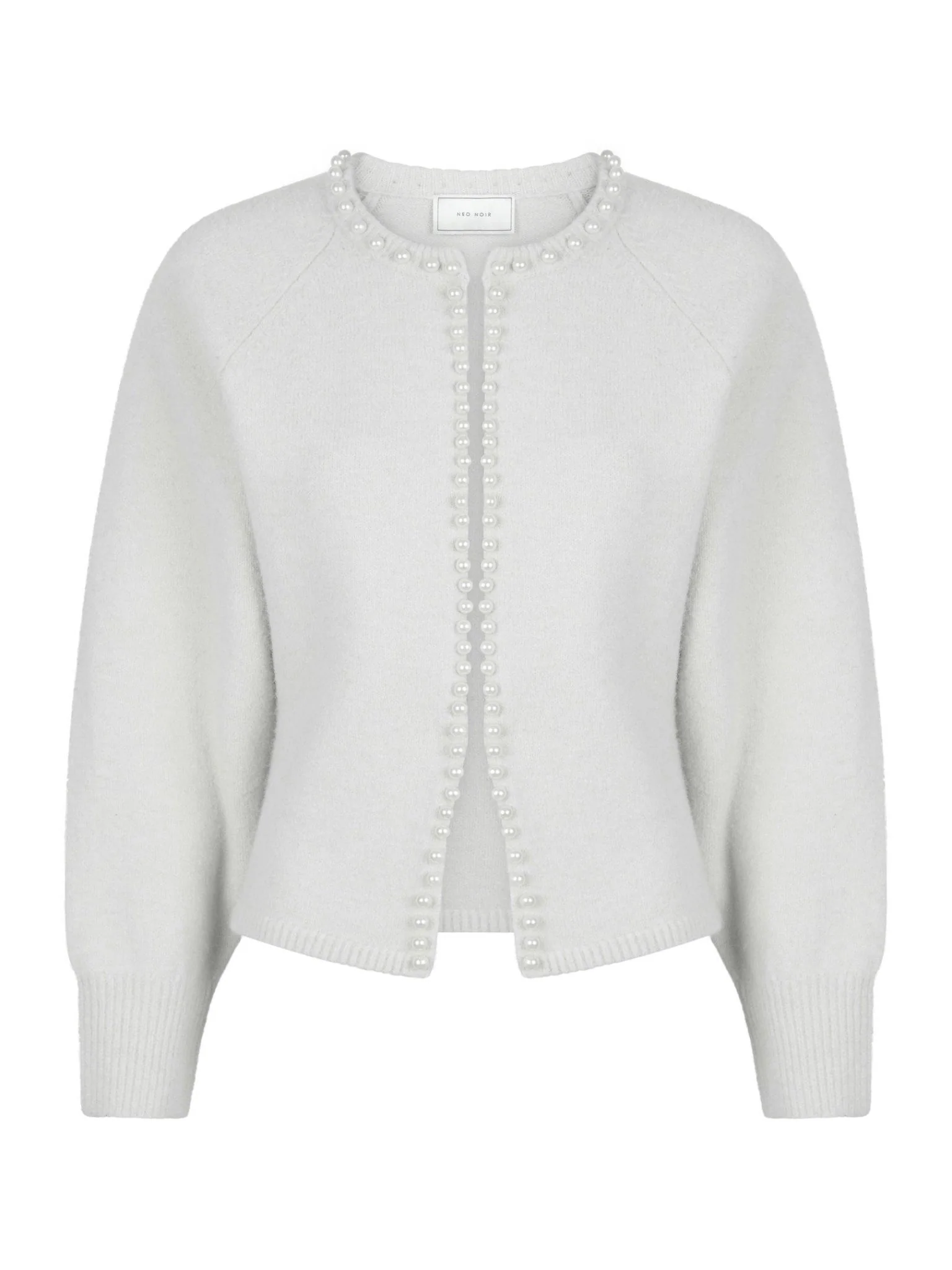 Lilly Pearl Knit Cardigan Light Grey Melange