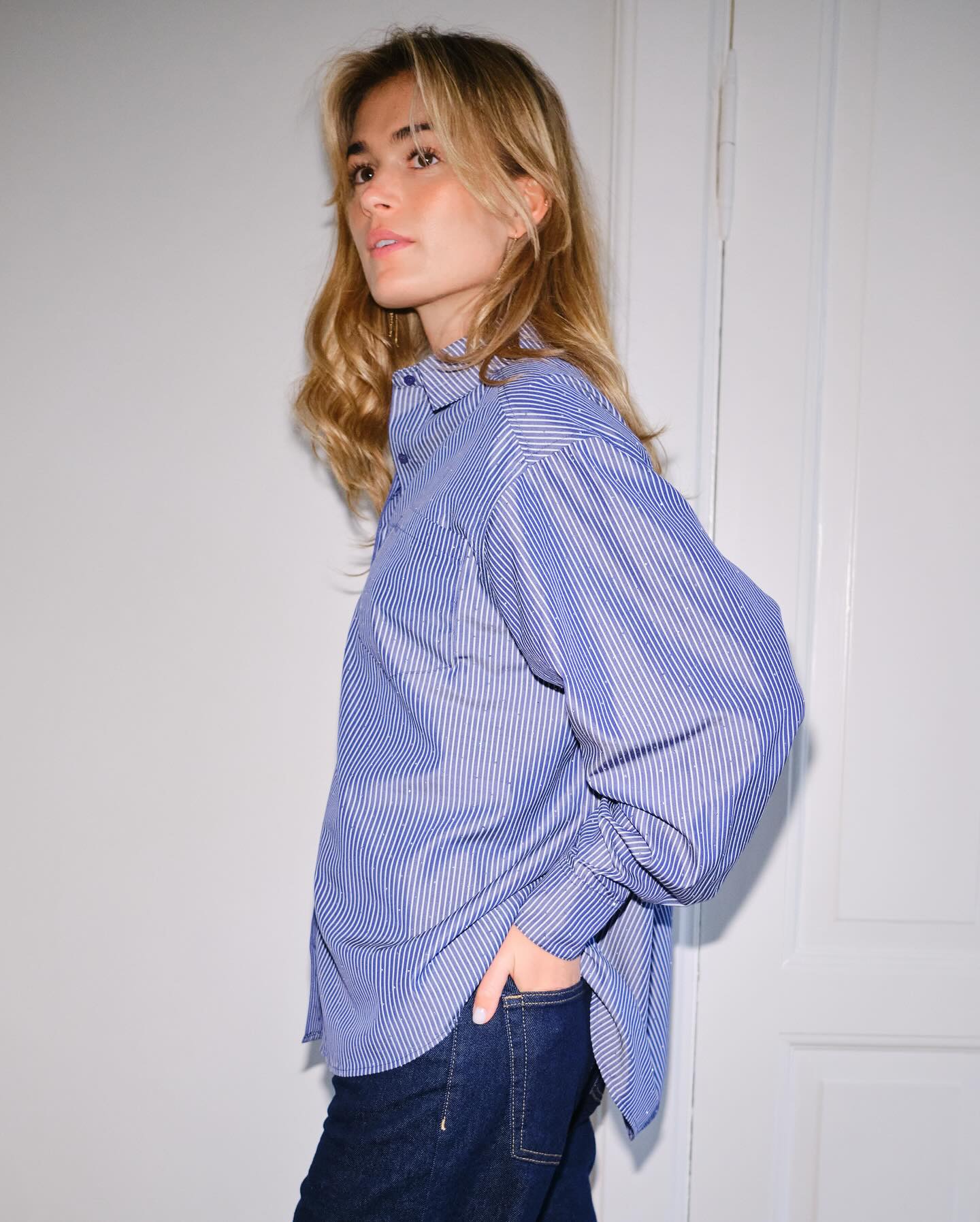 Dalma B Stripe Stone Shirt Dark Blue - Image 2