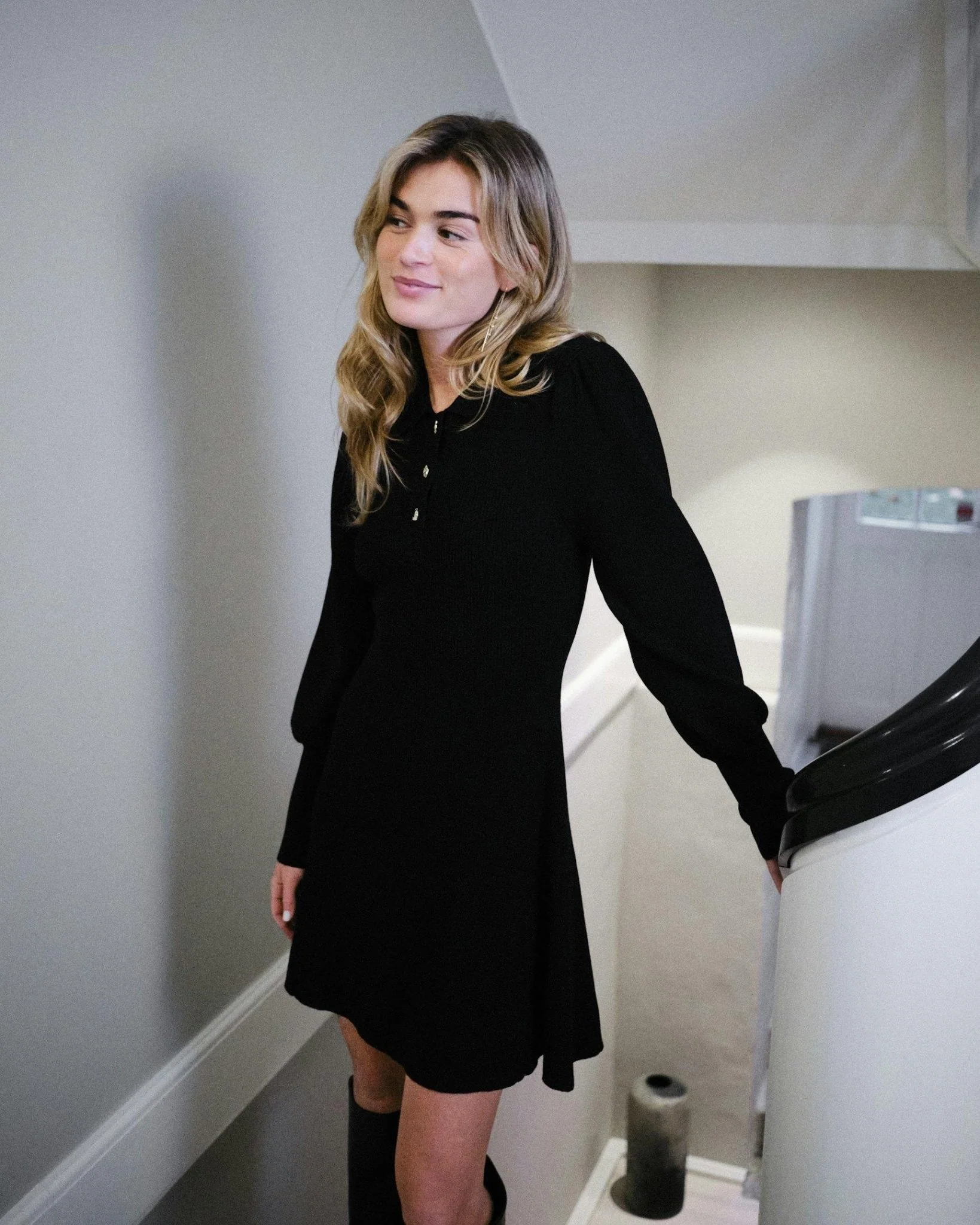 Polli Rib Knit Dress Black - Image 7