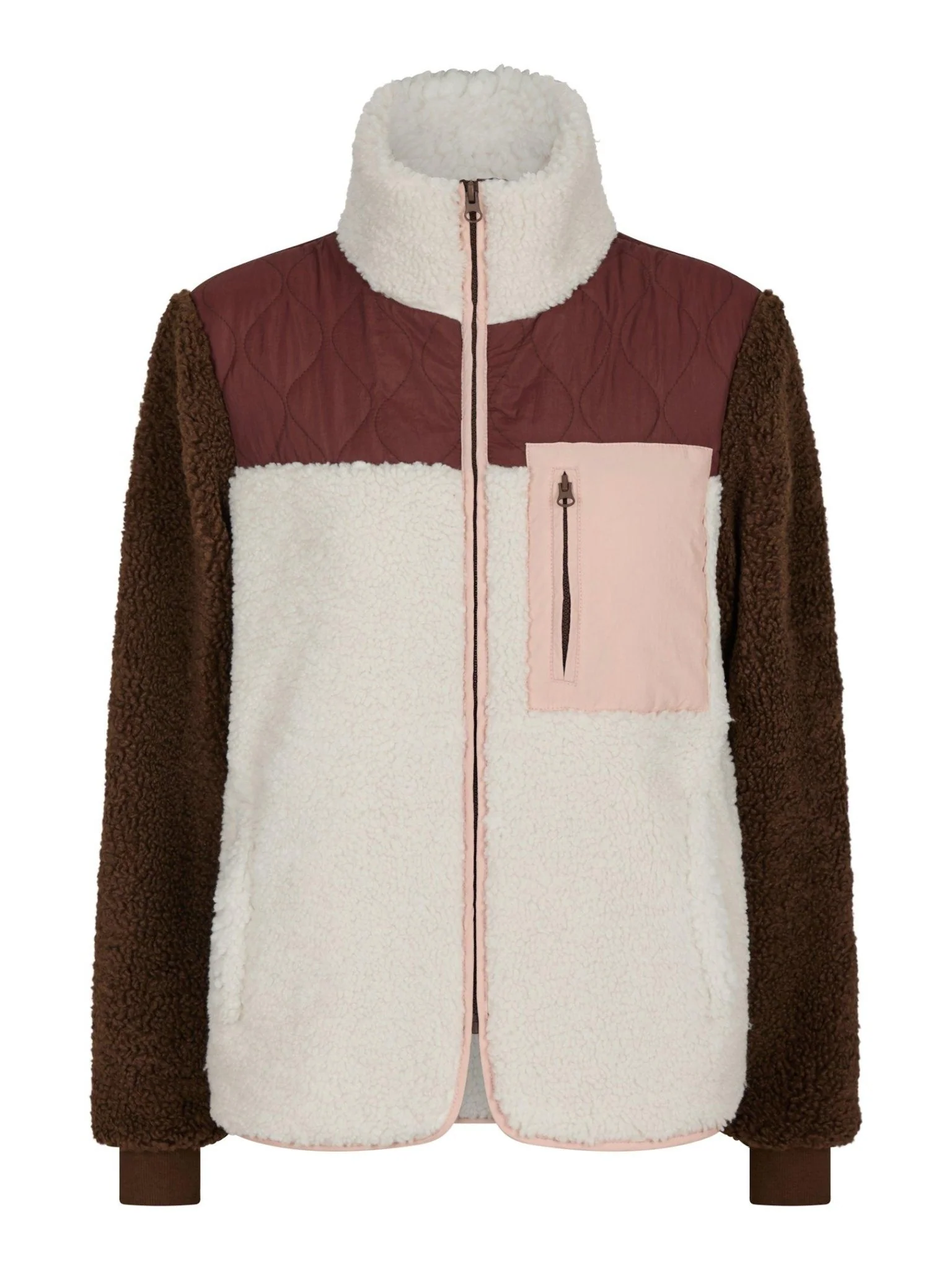 Eagle Contrast Teddy Jacket Burgundy - Image 2