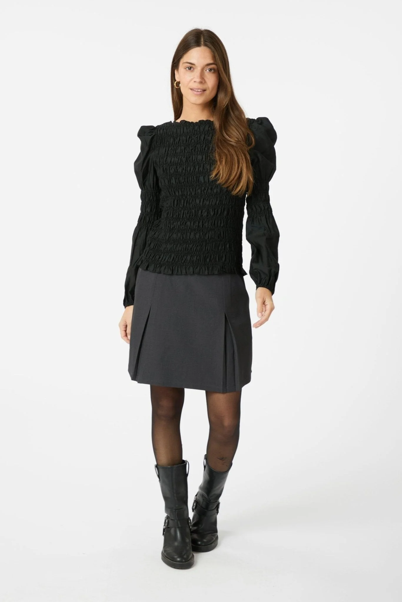 Polka Smock Shirt Black - Image 7