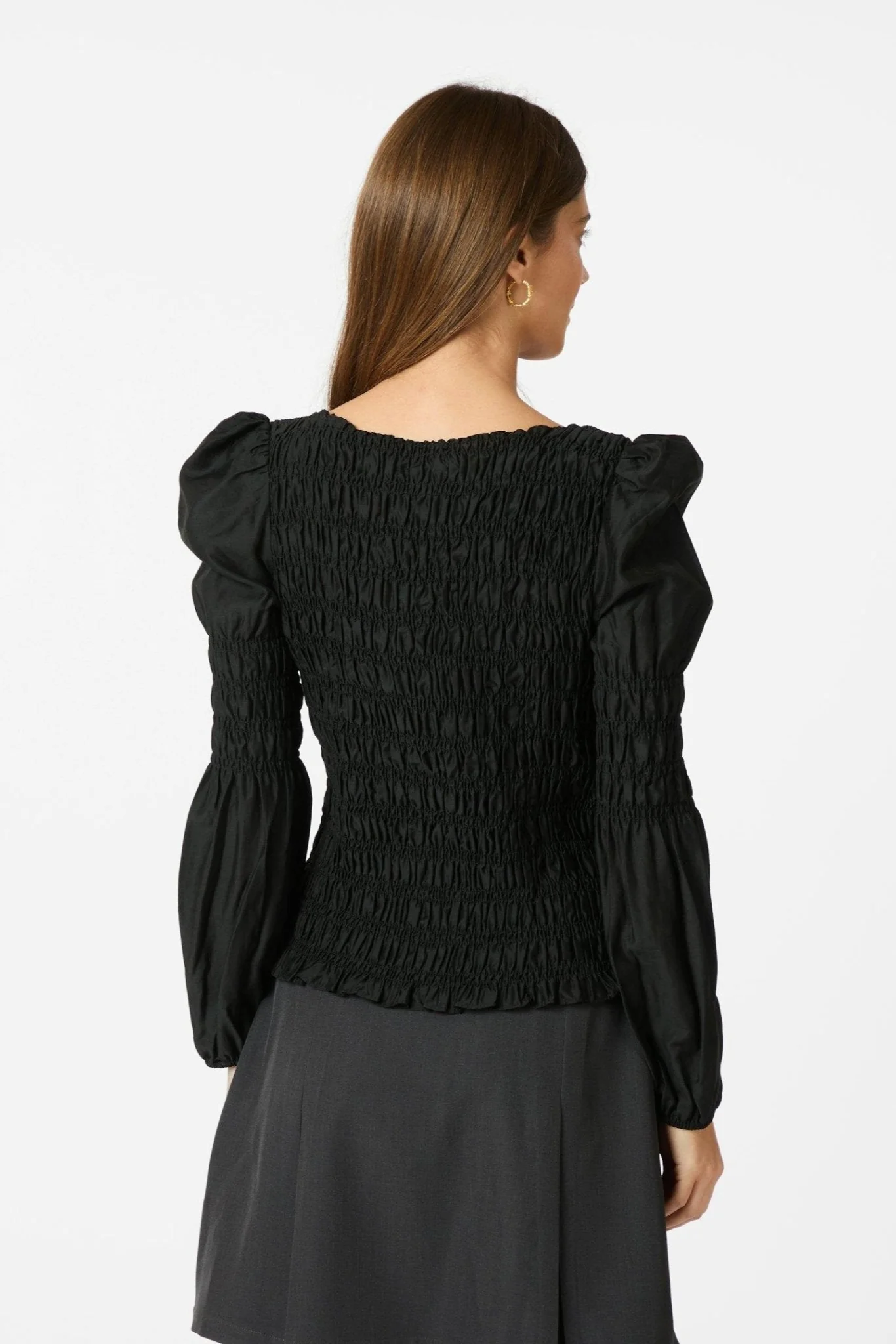 Polka Smock Shirt Black - Image 8