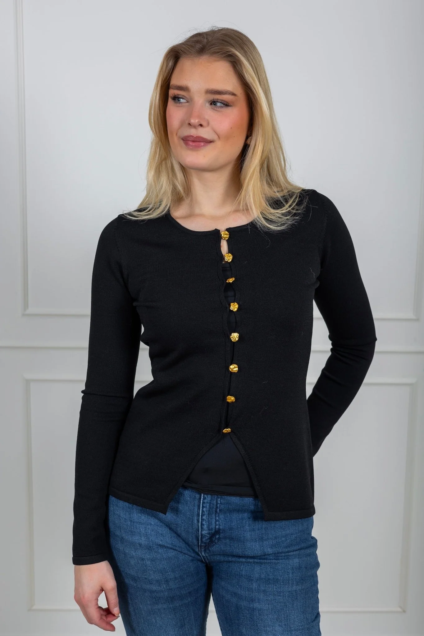 Teller Knit Blouse Black