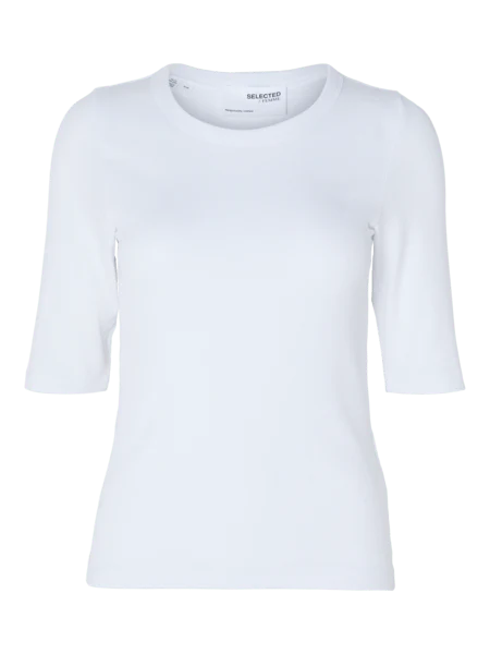 Dianna 2/4 O-Neck Top Bright White - Image 2