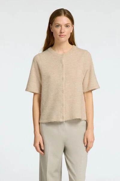 Lulu 2/4 Knit Cardigan Birch Melange - Image 10