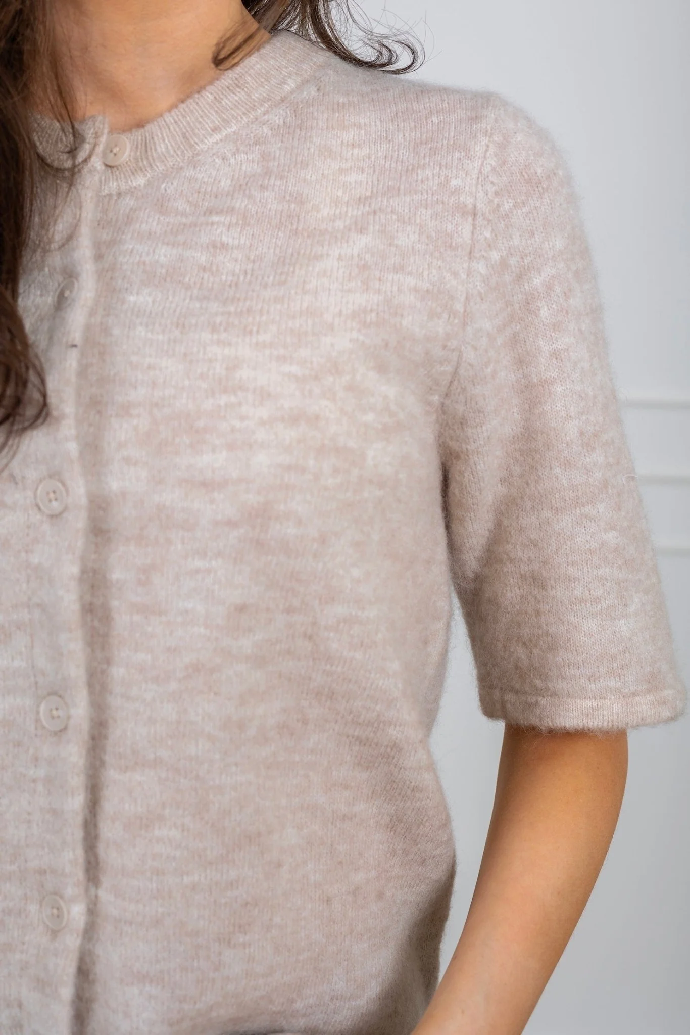 Lulu 2/4 Knit Cardigan Birch Melange - Image 6