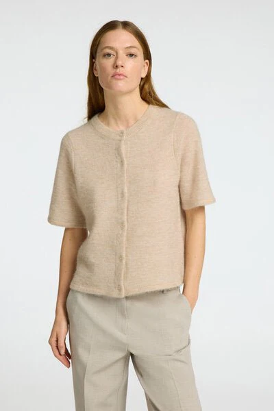 Lulu 2/4 Knit Cardigan Birch Melange - Image 7